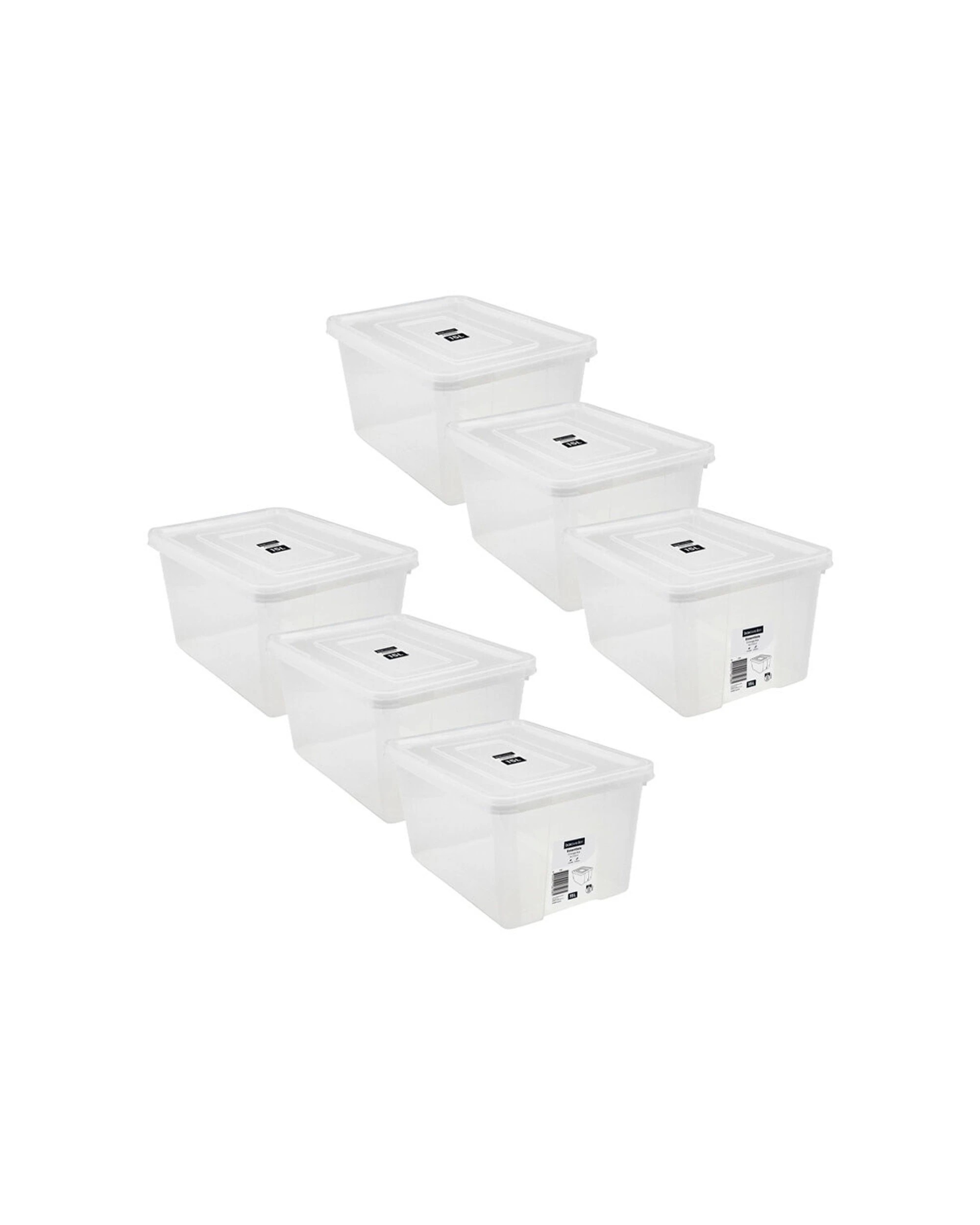 1 Boxsweden 6PK Essentials Heavy Duty Storage Organiser Box Tub 15L 38x27cm - Plain, 1 of 5
