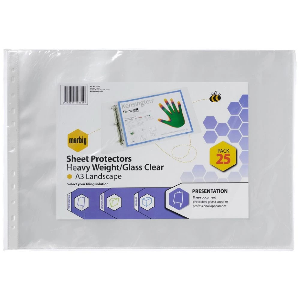 1 Marbig A3 Heavy Weight Landscape Sheet Protector 25 Pack, 1 of 1