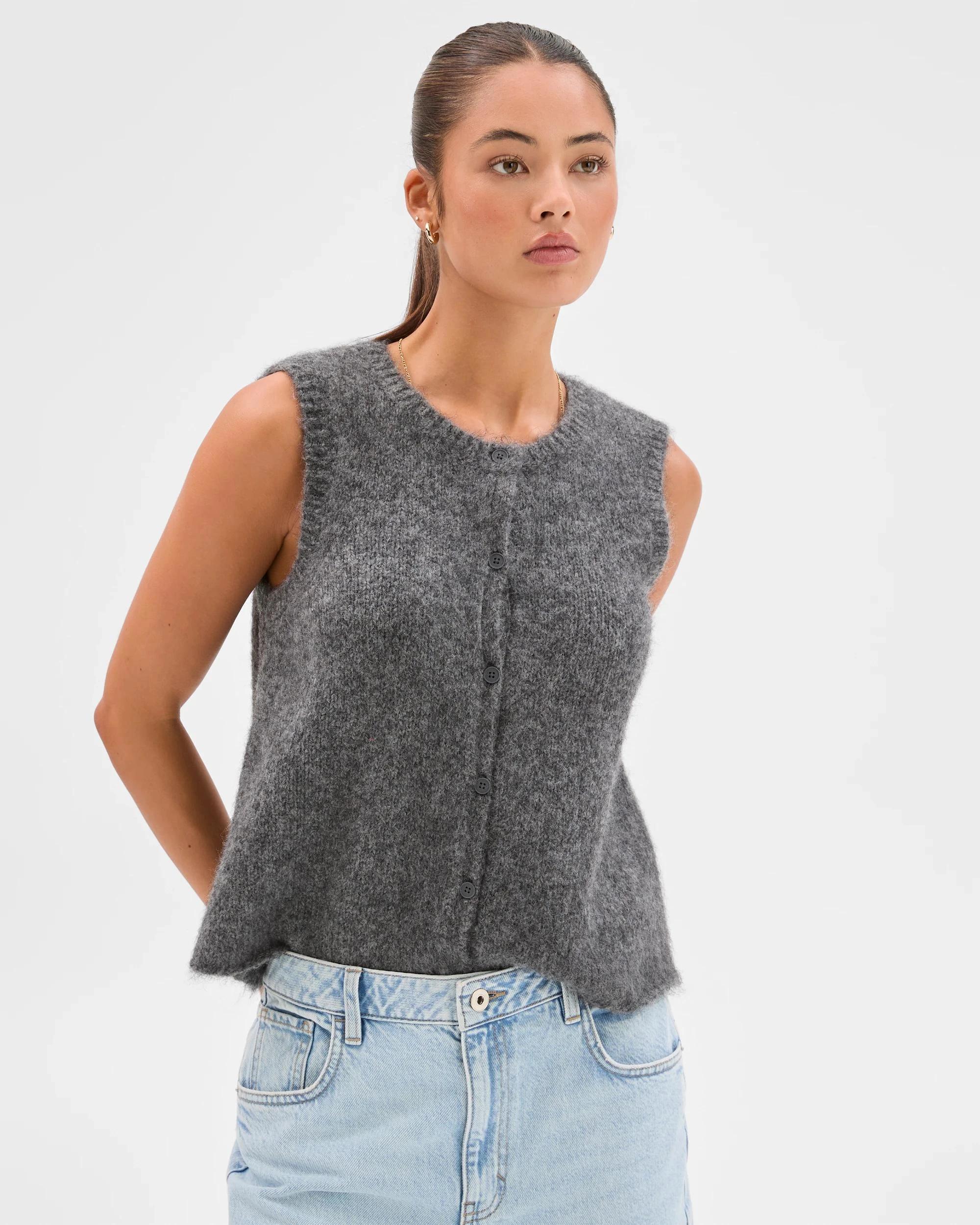 7 Lily Loves Fluffy Knit Vest GRAPHITE MARLE, 7 of 8