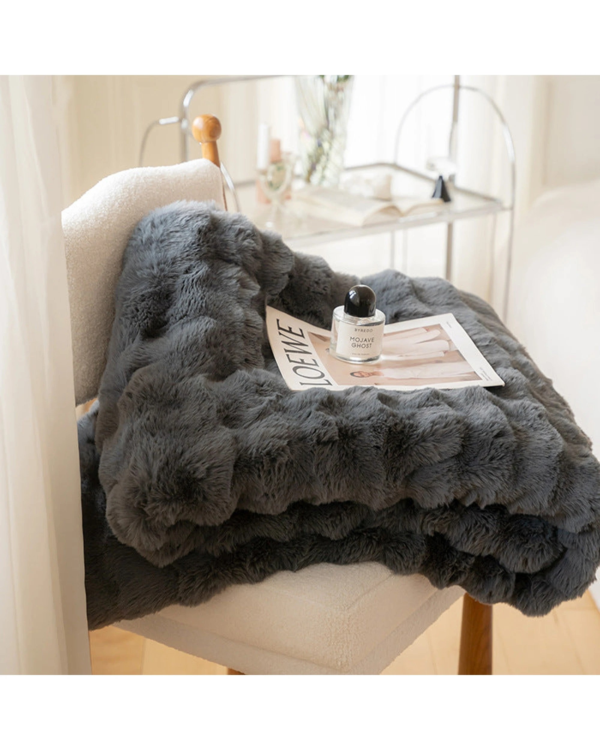 3 Cotton More Faux Fur Winter Blanket Throw 160x200cm Dark - Grey, 3 of 5