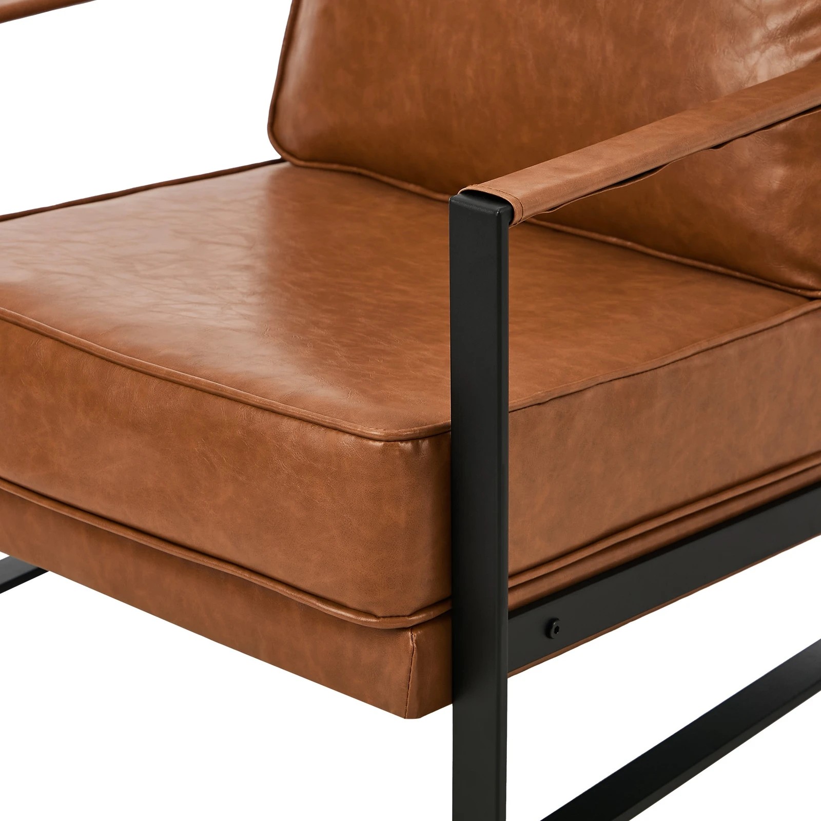 10 Oikiture Lounge Armchair Sofa Chair Faux Leather Accent Armchairs - Brown, 10 of 10