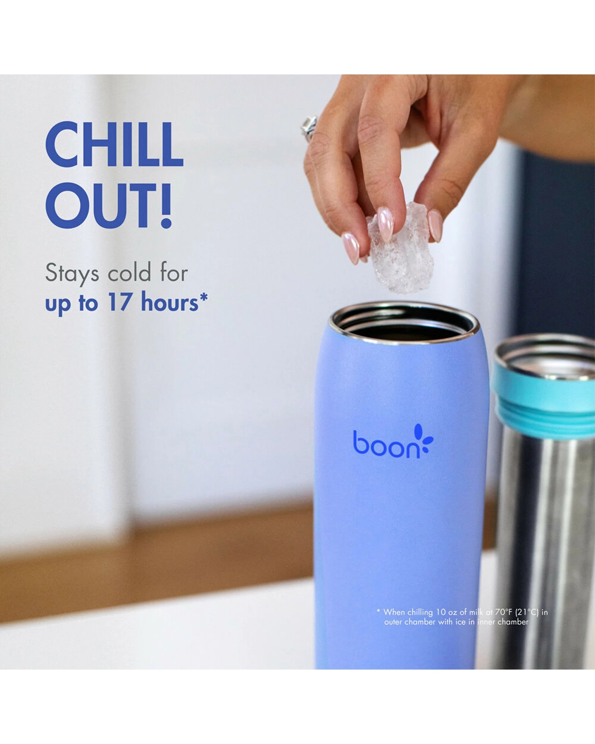 7 Boon Frosh Stainless Steel Breast Milk Storage Flask/Container 2PK 700ml - Blue, 7 of 8