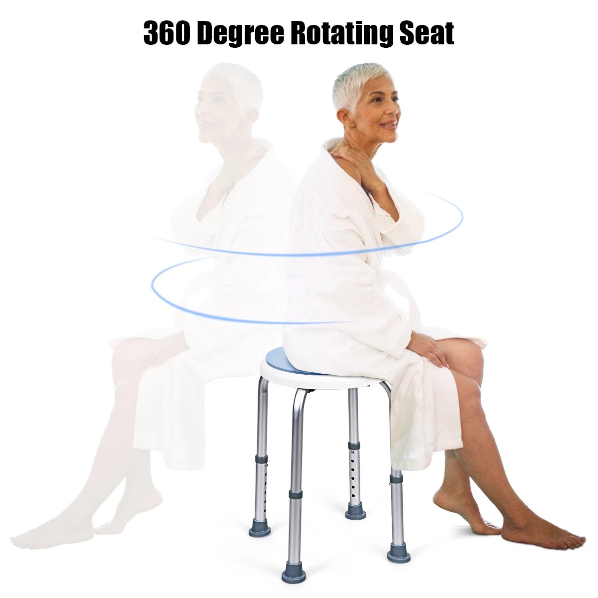 3 Costway 360° Rotating Shower Stool Aluminum Bath Chair for Senior, 3 of 9