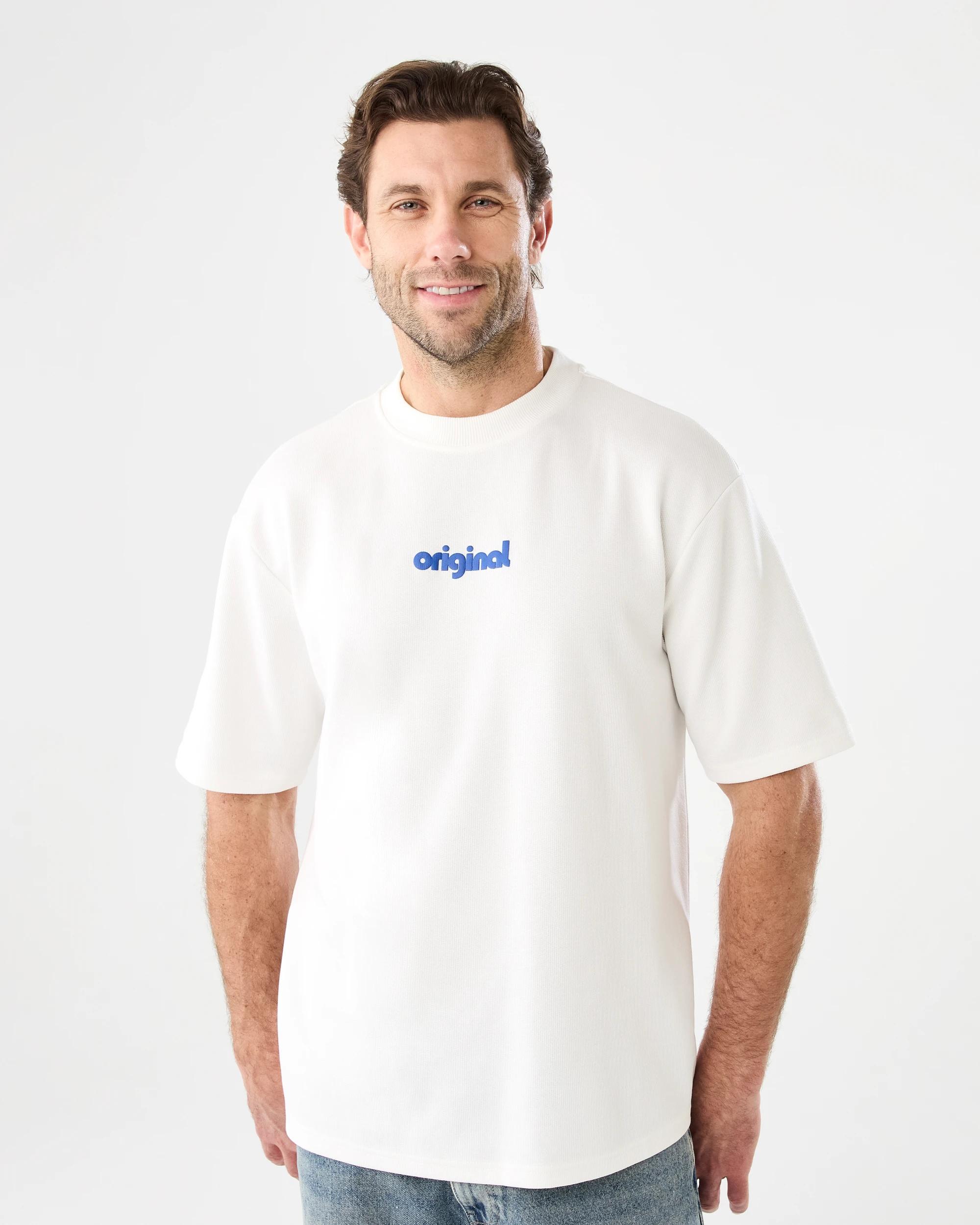 1 Textured Print T-shirt Wht Origin, 1 of 5