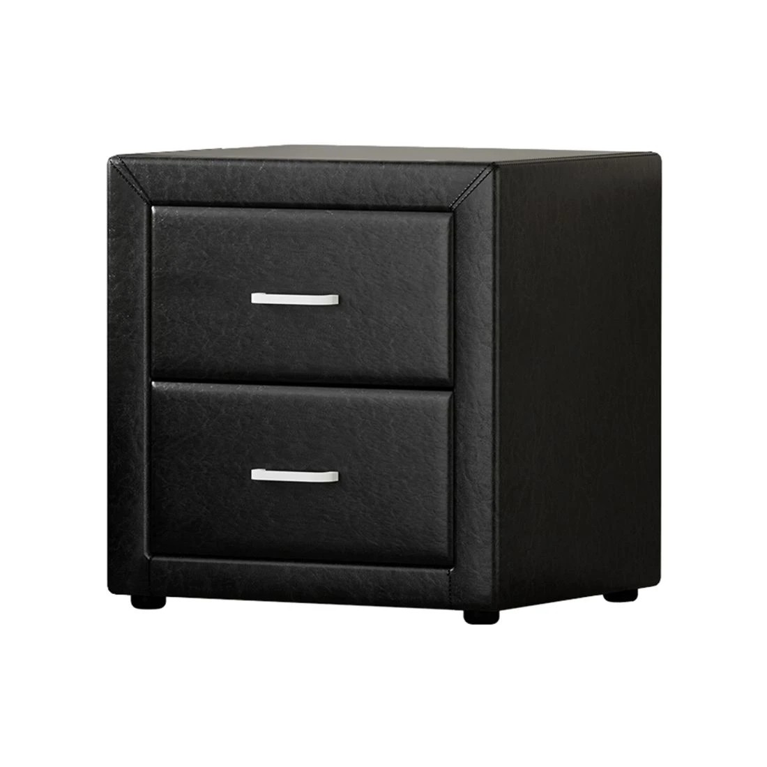 1 Artiss Bedside Table 2 Drawers Side Table Leather - Black, 1 of 10