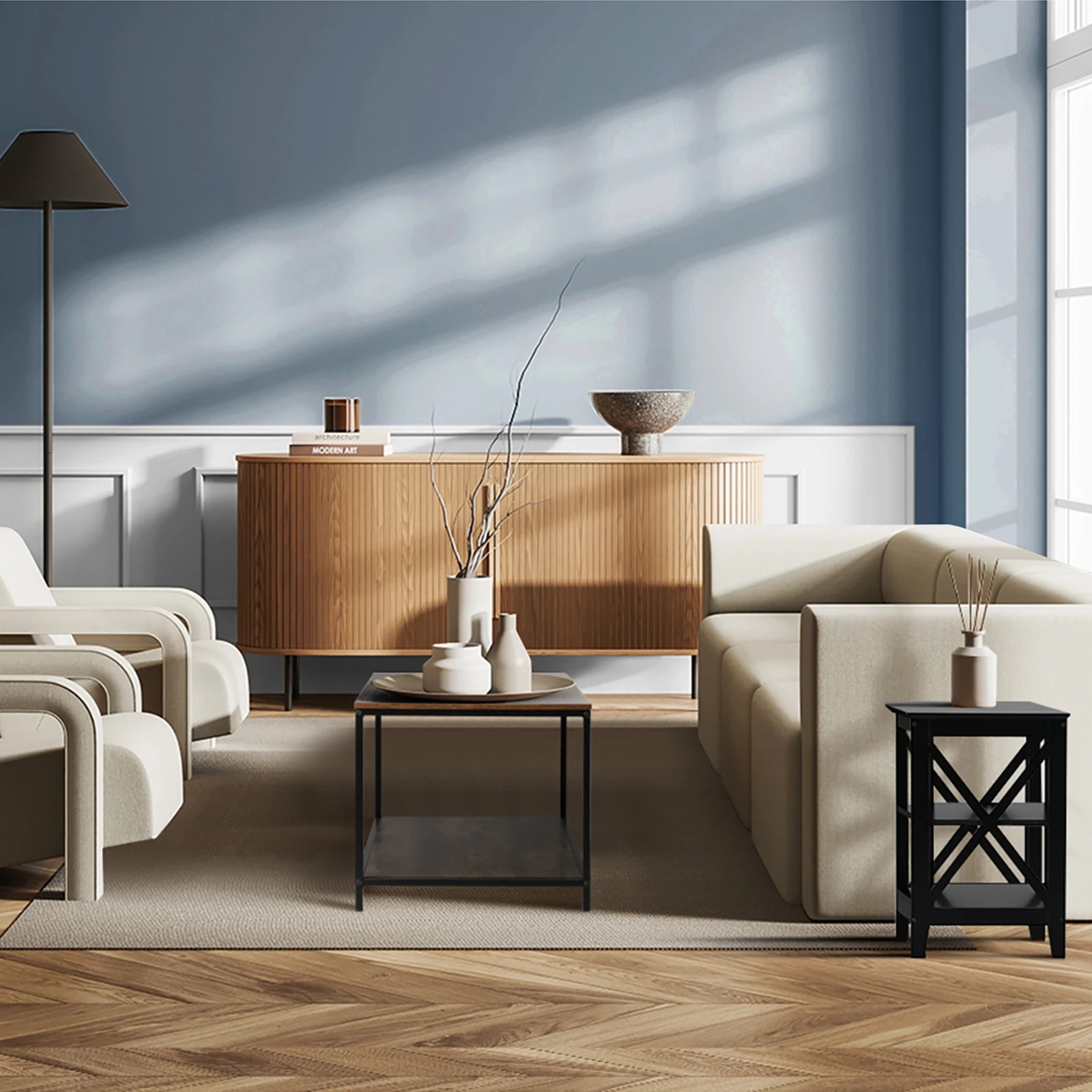 4 Oikiture Side Table Coffee Bedside Sofa End Tables 3-tier Shelf
 - Black, 4 of 8