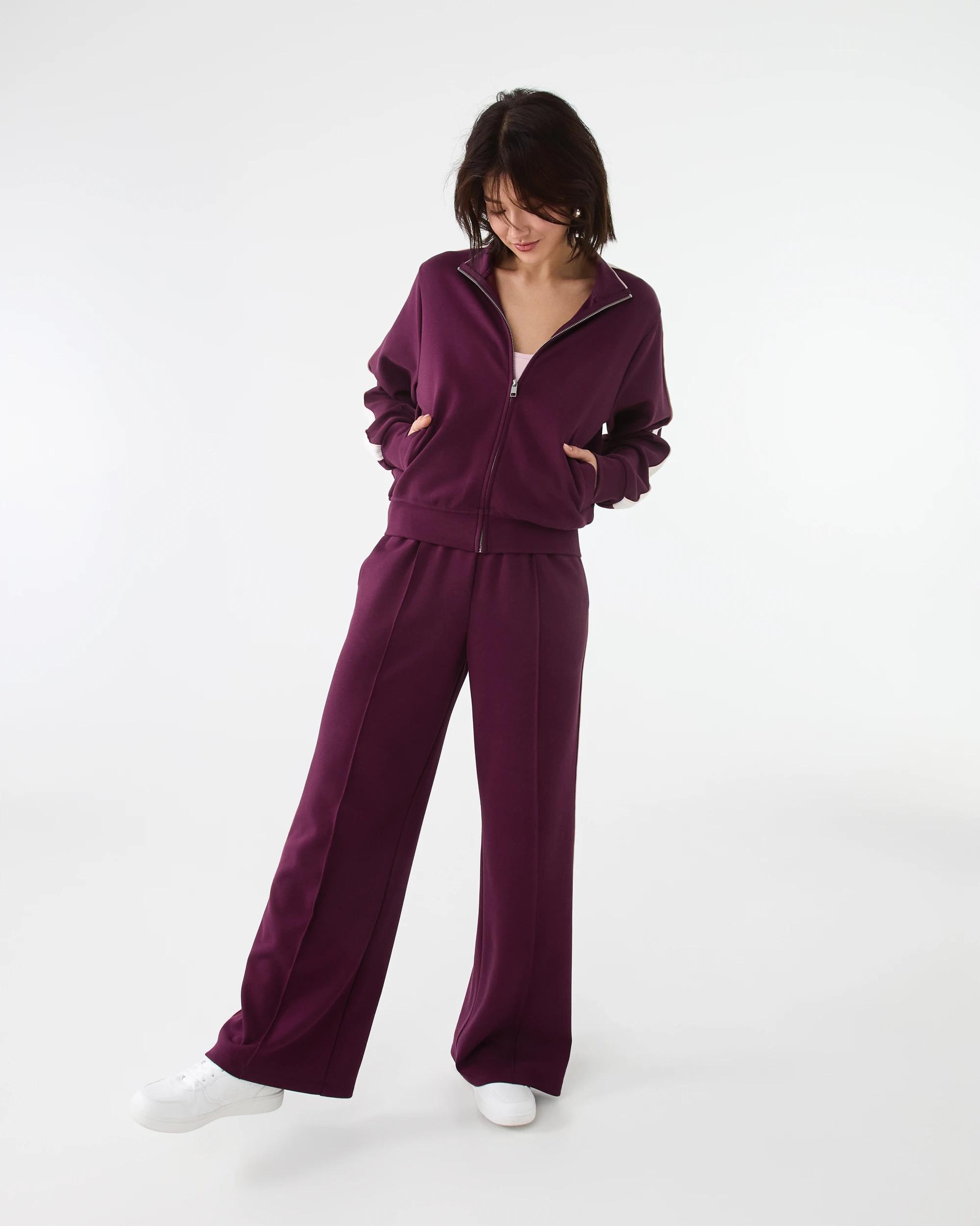 9 Active Womens Retro Wide Leg Trackpants Royal Burg, 9 of 9