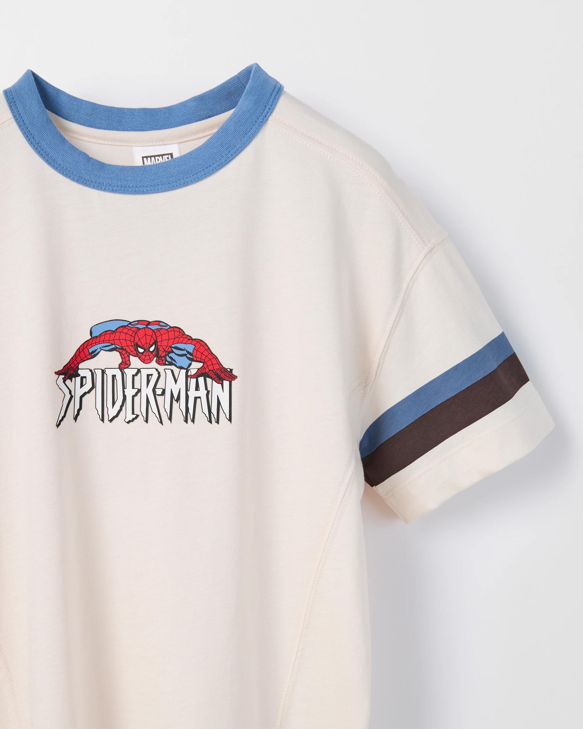 2 Spider-Man Australian Cotton Sports Spliced T-Shirt CREAM, 2 of 2