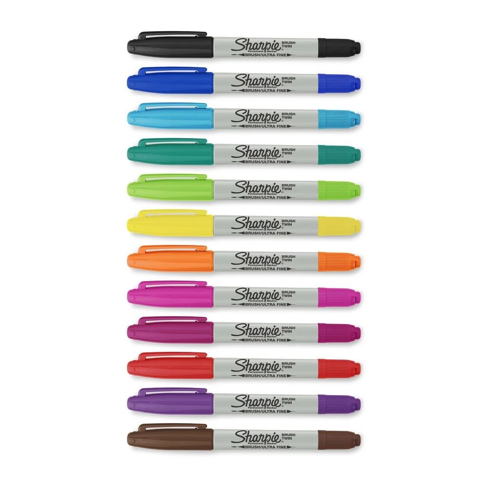 2 Sharpie Twin Brush Tip Permanent Markers 12 Pack Assorted, 2 of 2