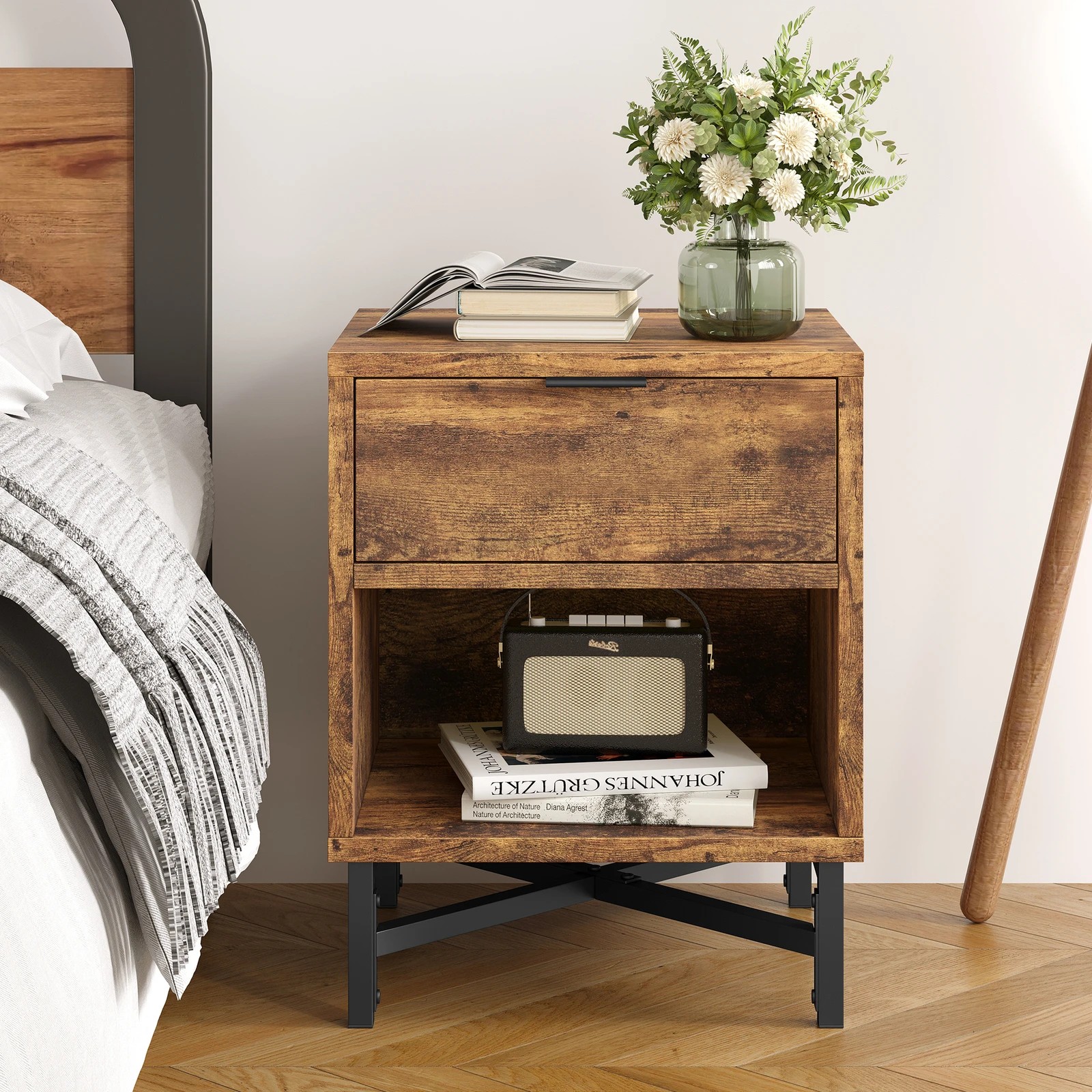 8 Alfordson 2x Bedside Table Retro Nightstand Side Cabinet - Oak, 8 of 10