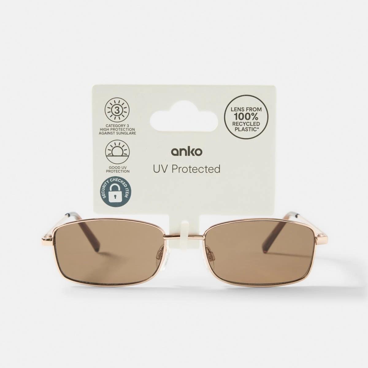 6 Rectangle Metal Sunglasses Gold, 6 of 6