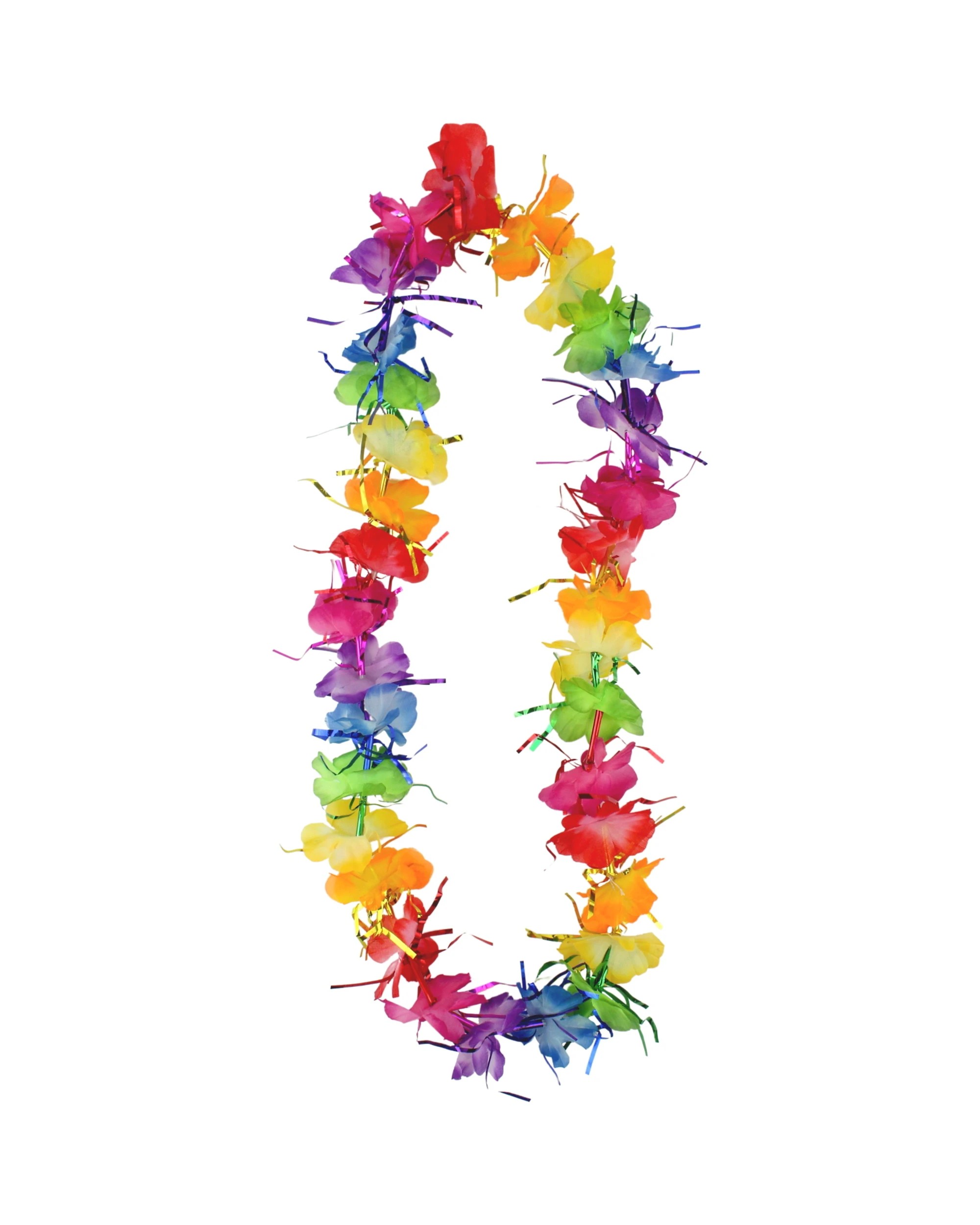 1 Amscan Rainbow Flower & Tinsel Lei - Rainbow, 1 of 1