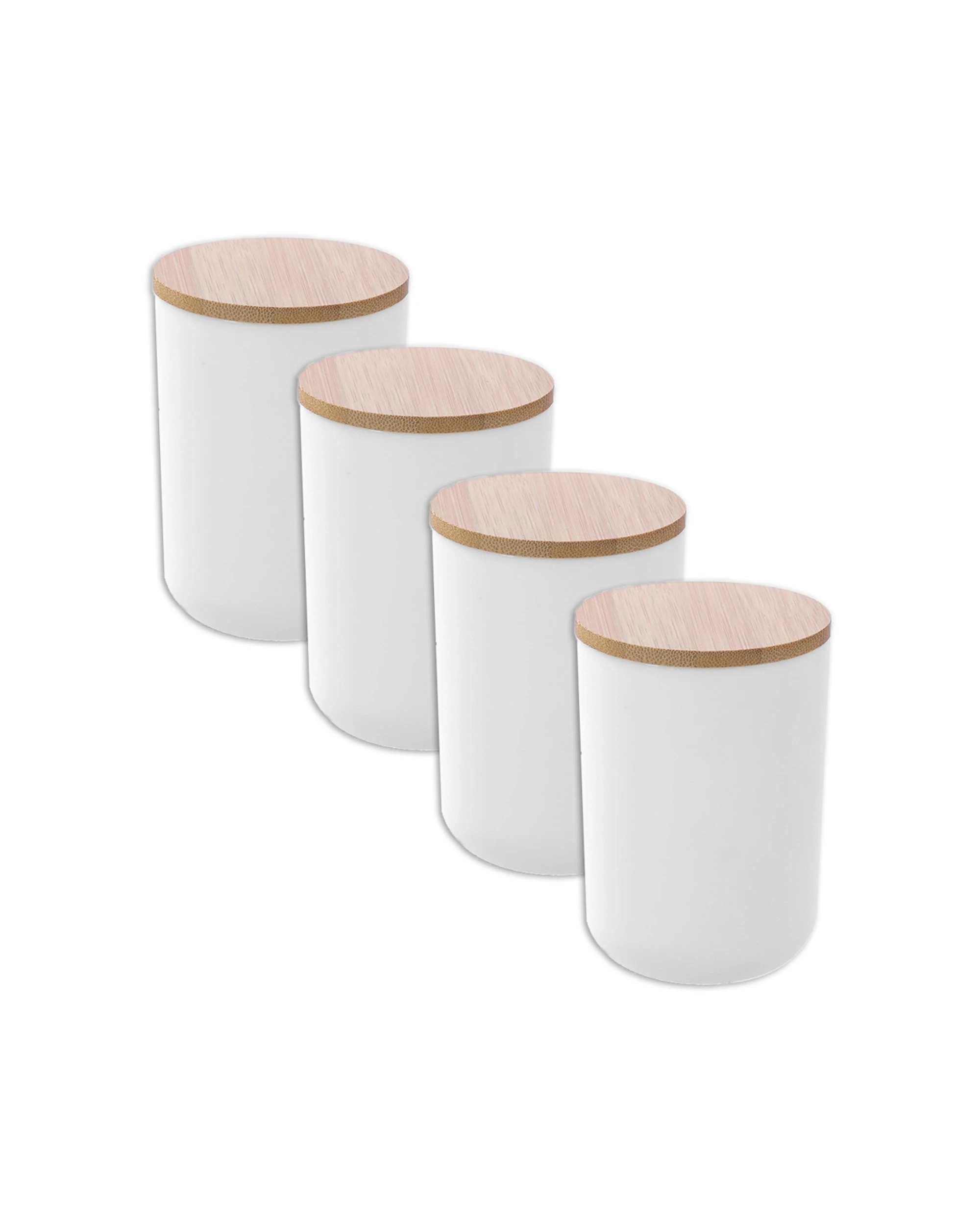 1 Boxsweden 4PK Bano Bathroom Cup Bamboo Lid 7.5x7.5x10.5cm - White, 1 of 4