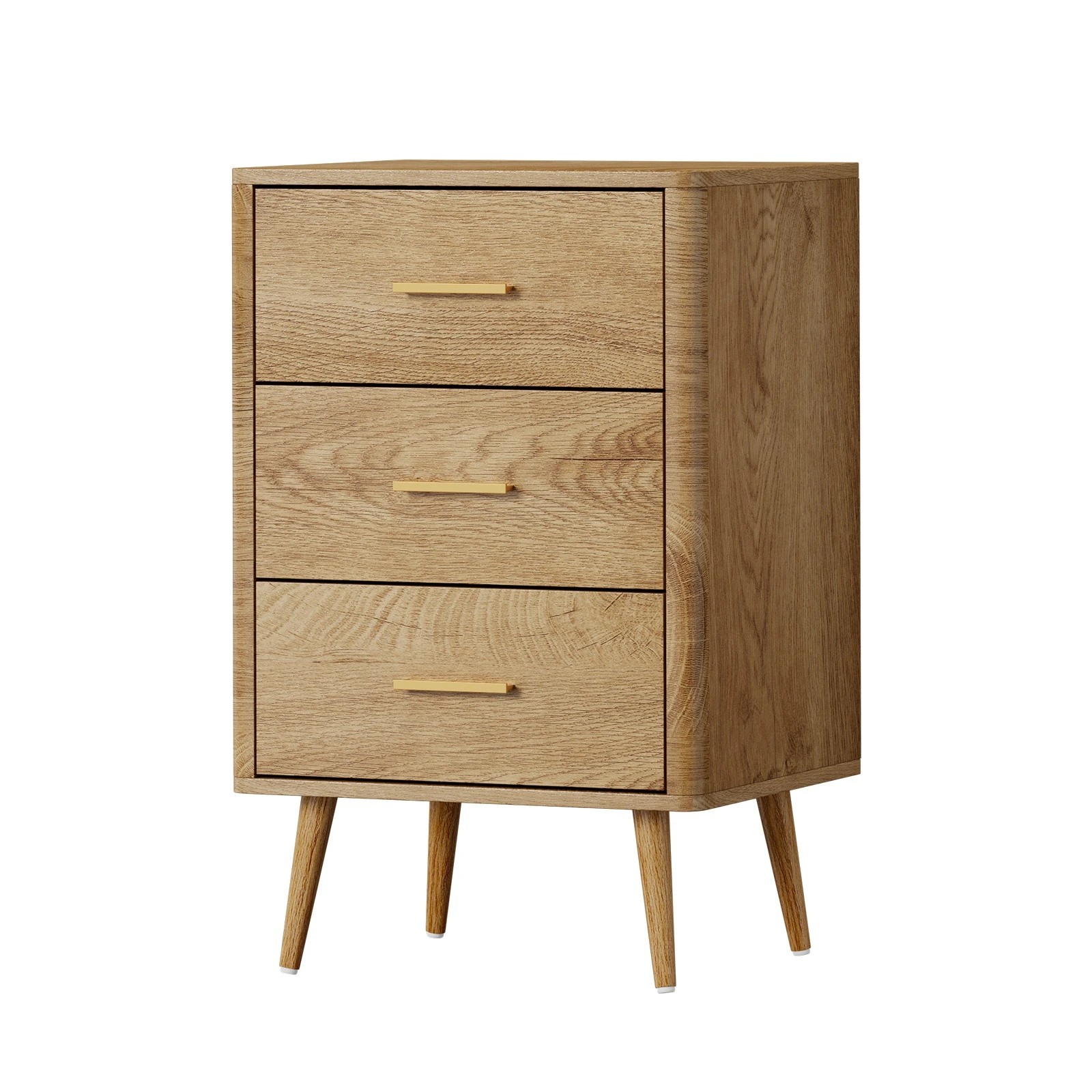 1 Oikiture 3 Chest Of Drawers Dresser Tallboy Storage Cabinet
 - Natural, 1 of 10