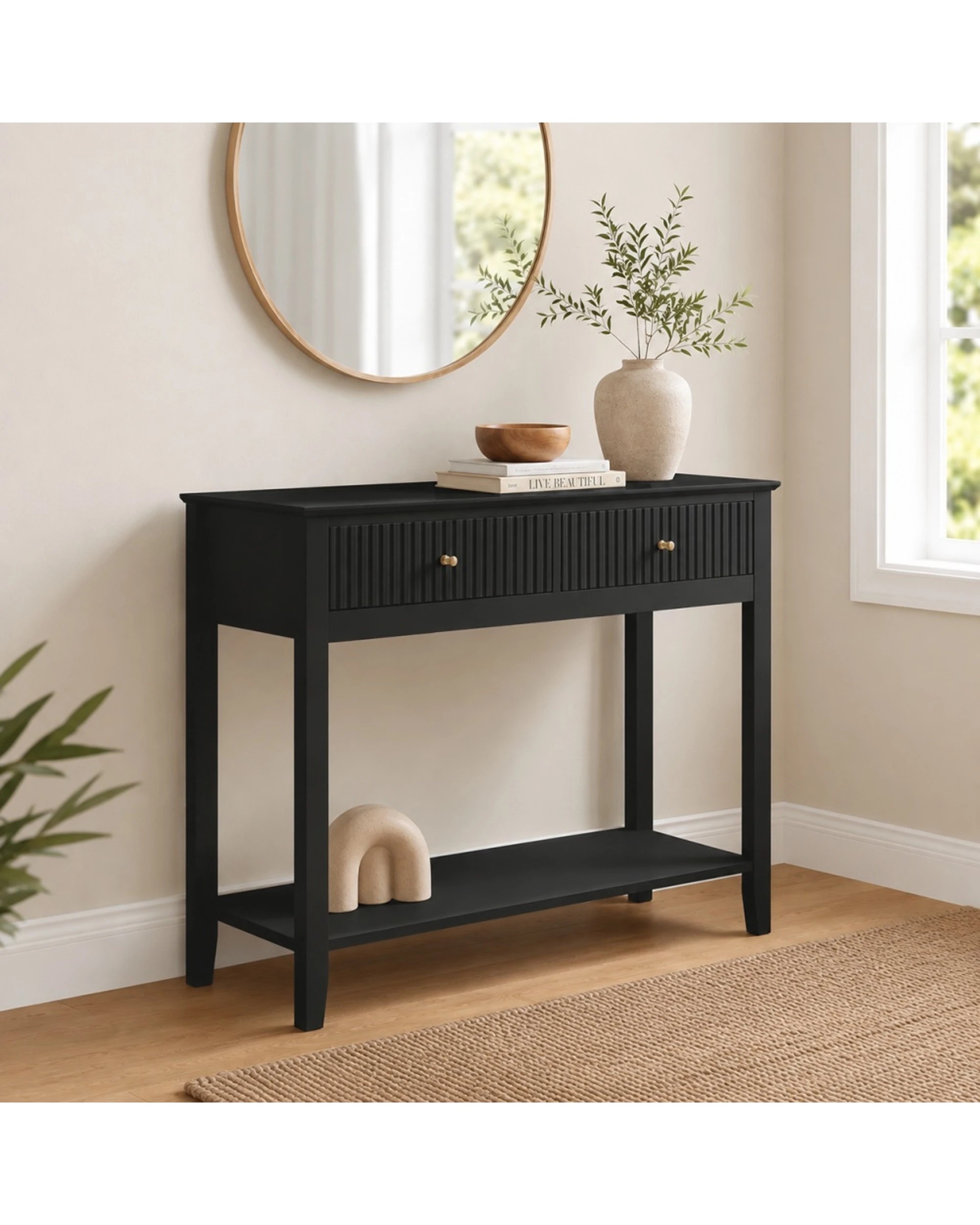 3 Alpine Bay Zara Fluted Console Table 100cm - Black, 3 of 8