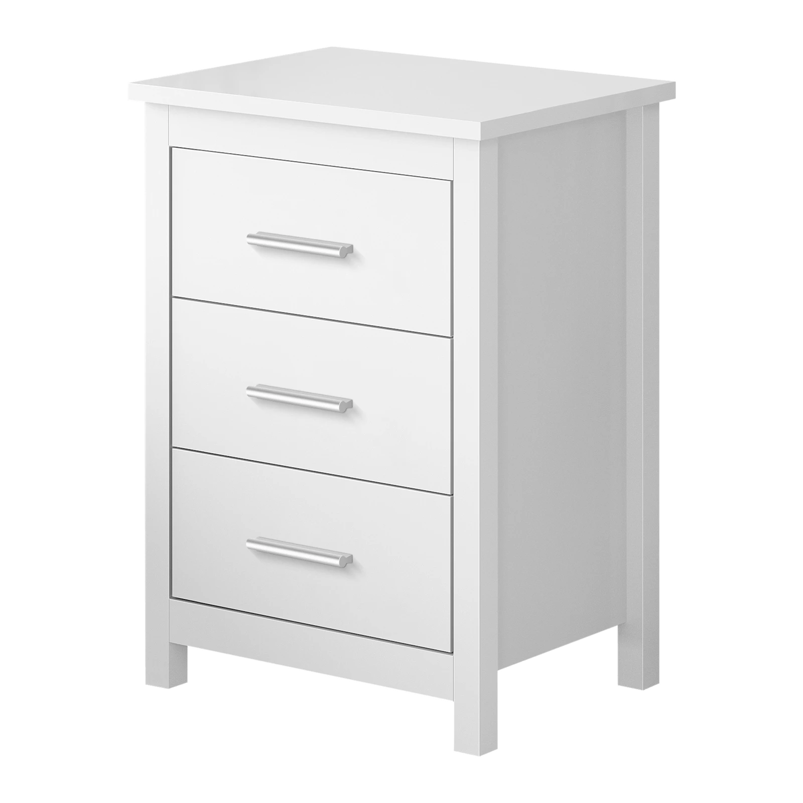 1 Alfordson Bedside Table Hamo Nightstand Storage Side End 3 Drawers - White, 1 of 10