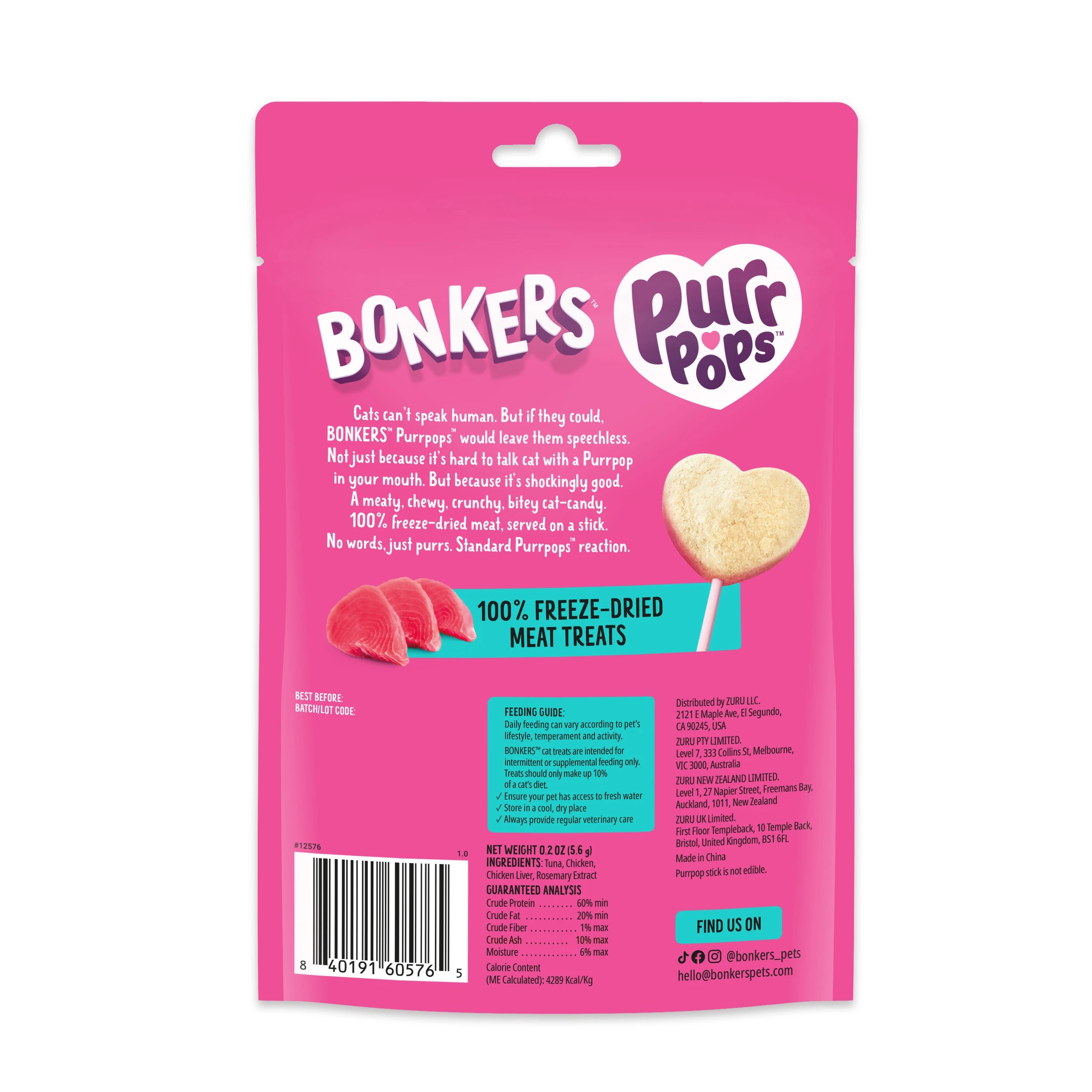 2 BONKERS Purrpops Freeze-Dried Tuna Flavored Lollipop Cat Treats, 2 of 10