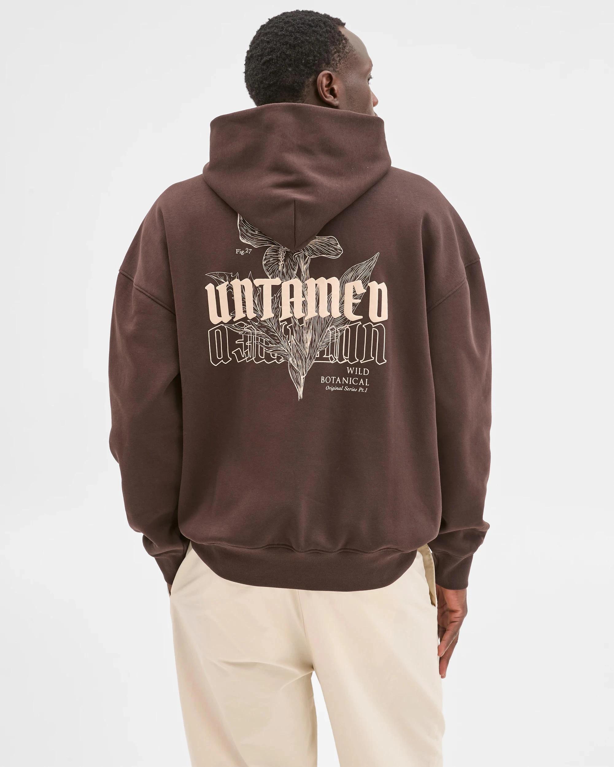 6 Commons Australian Cotton Blend Heavyweight Graphic Hoodie BROWN UNTAMED, 6 of 7