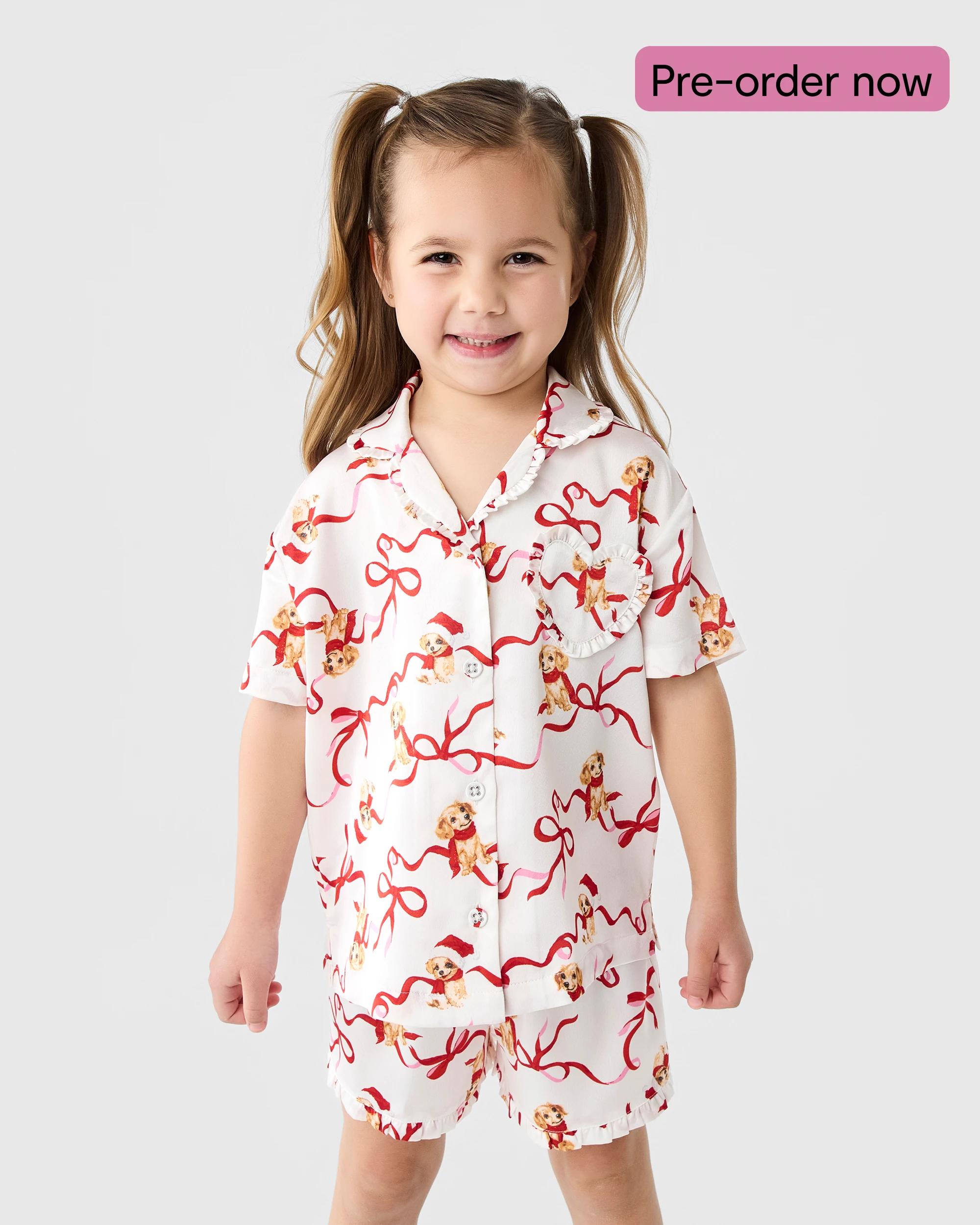 1 Family Matching Christmas Dog Ribbon Mini Me Girls Pyjama Set Xmas Dog, 1 of 10