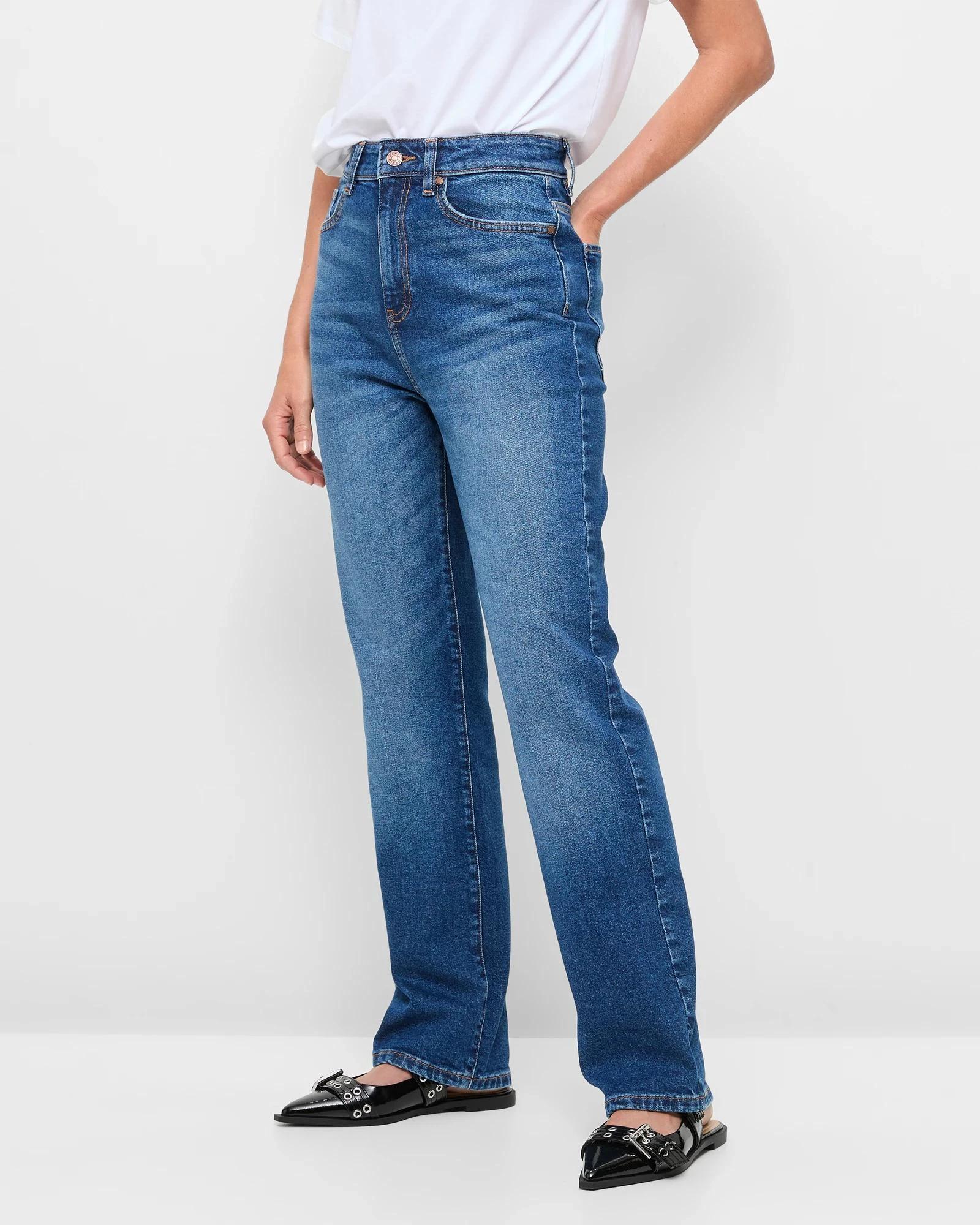 3 Target High Rise Full Length Straight Denim Jeans - Bella DARK BLUE, 3 of 5