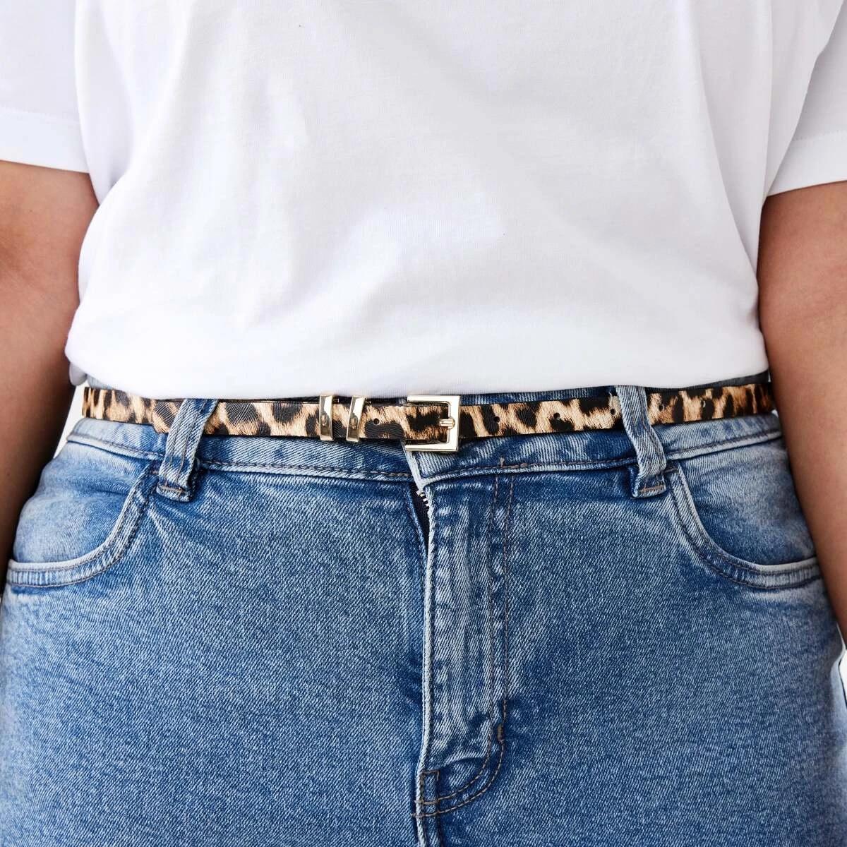 3 2 Pack Skinny Belts LEOPARD BEIGE, 3 of 6