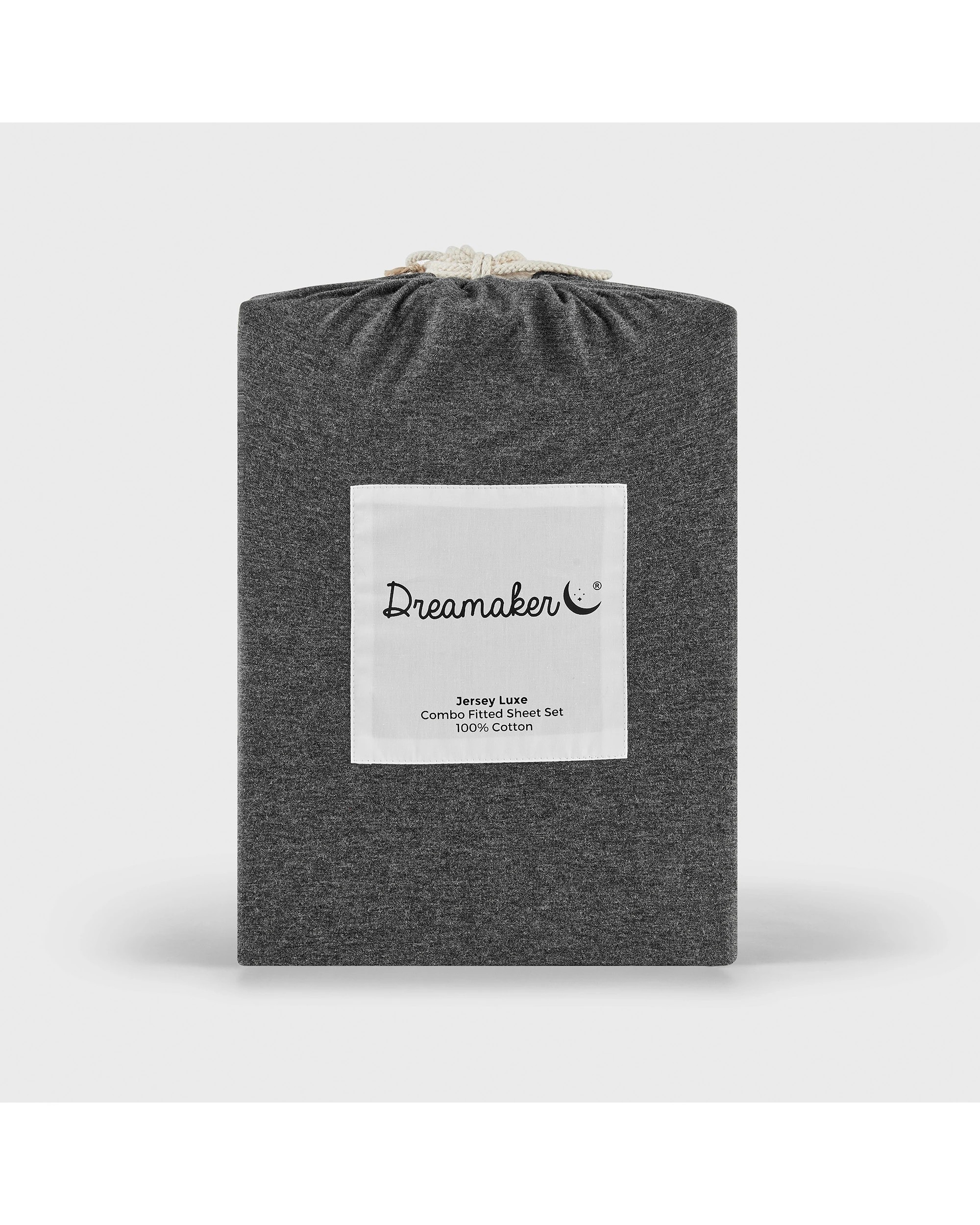4 Dreamaker Jersey Luxe 100% Cotton Combo Fitted Sheet Set - Super King Bed - Charcoal, 4 of 4
