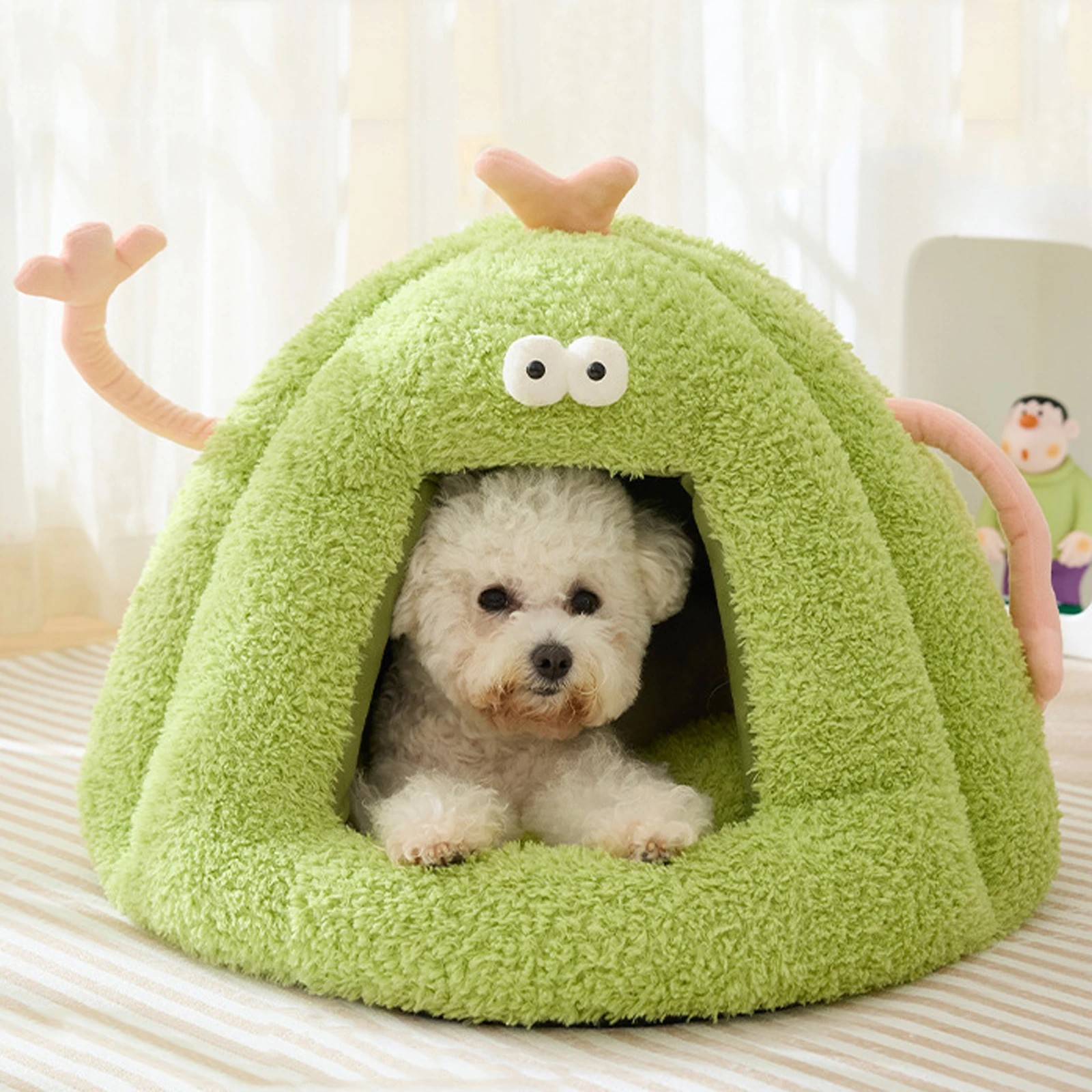 4 TODO Pet Nesting Bed Cushion 60cm x 45cm Soft Warm Dog Cat Sleeping Bed - Green, 4 of 7