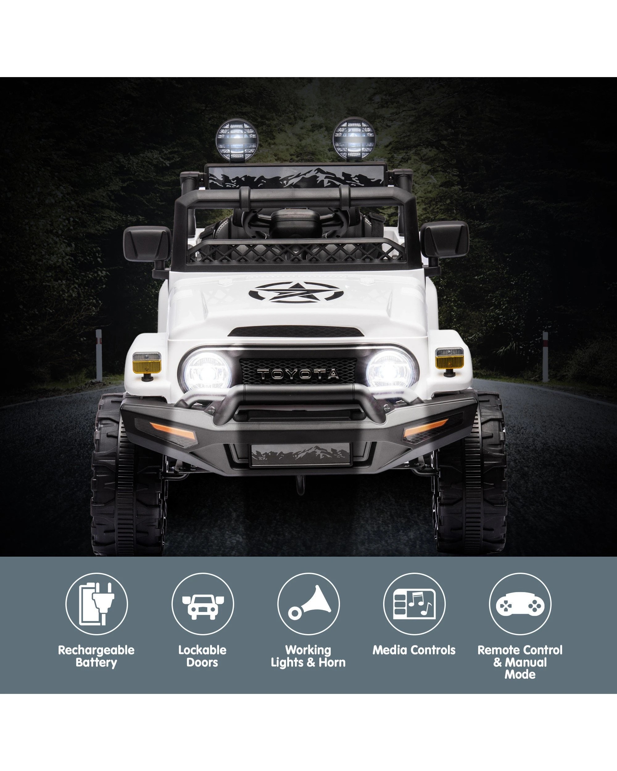 5 Kahuna Authorized Toyota Kids Ride-on FJ Cruiser J2099 - White, 5 of 10