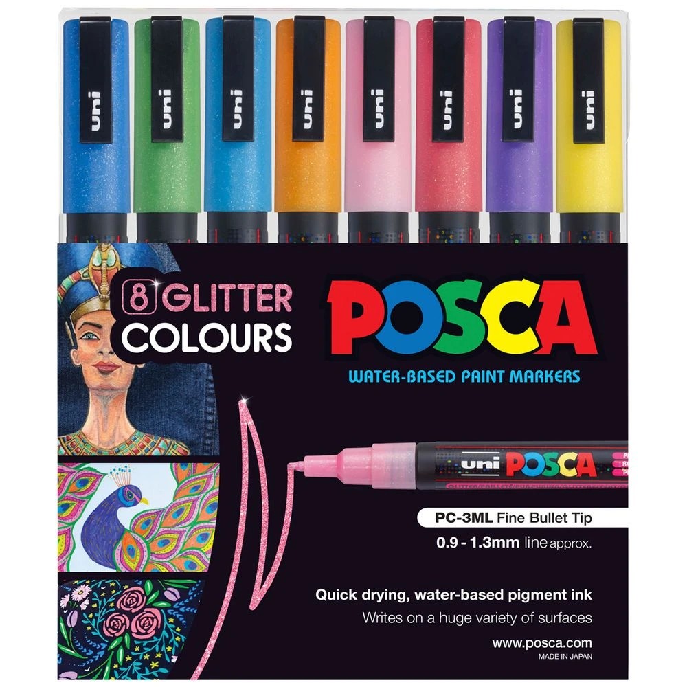 1 POSCA PC 3M Paint Markers Glitter Assorted 8 Pack, 1 of 4