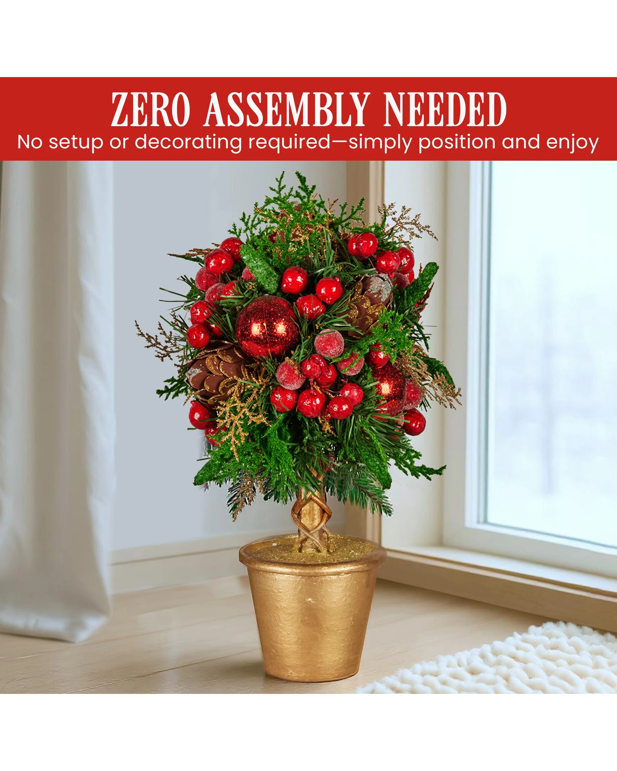 10 Christabelle 36cm Christmas Tabletop Topiary With Berries Baubles And Pine Cones, 10 of 10