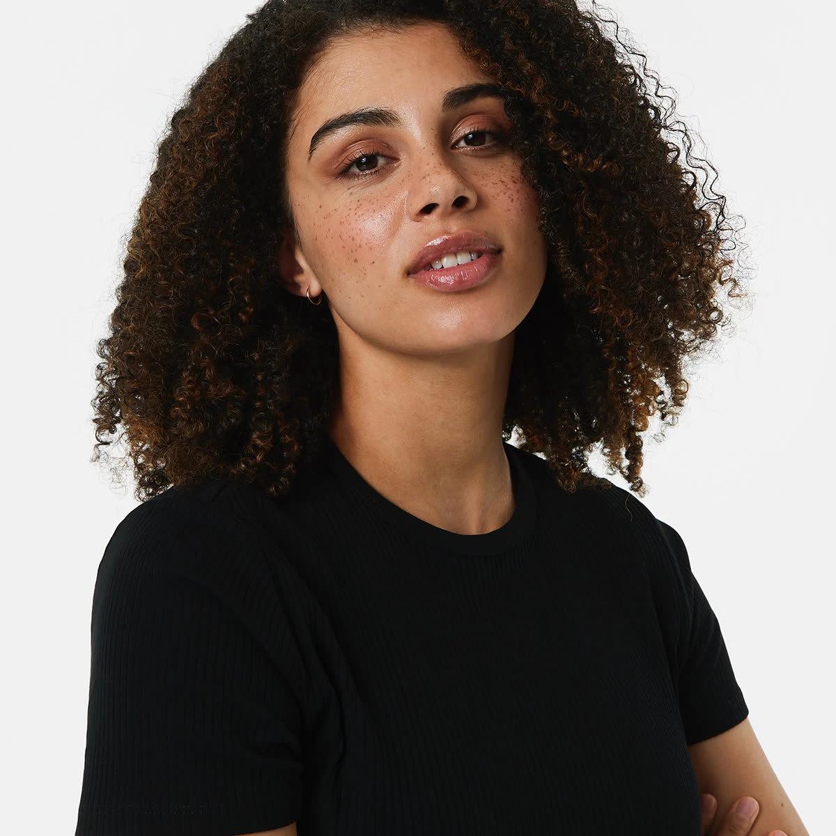 4 Short Sleeve Rib Crew Neck T-shirt Black, 4 of 6