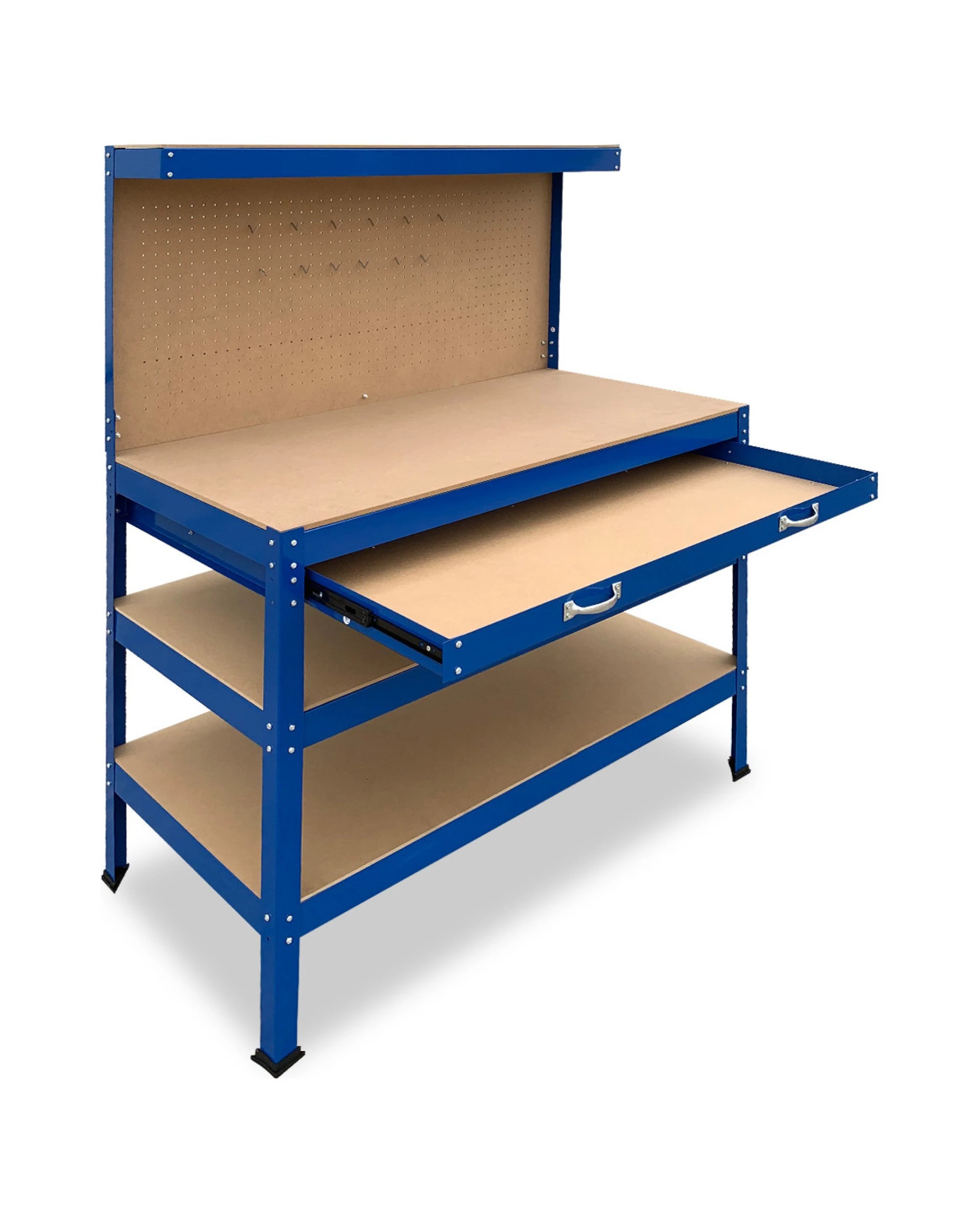 4 3-Layered Work Bench Garage Storage Table Tool Shop Shelf - Blue, 4 of 10