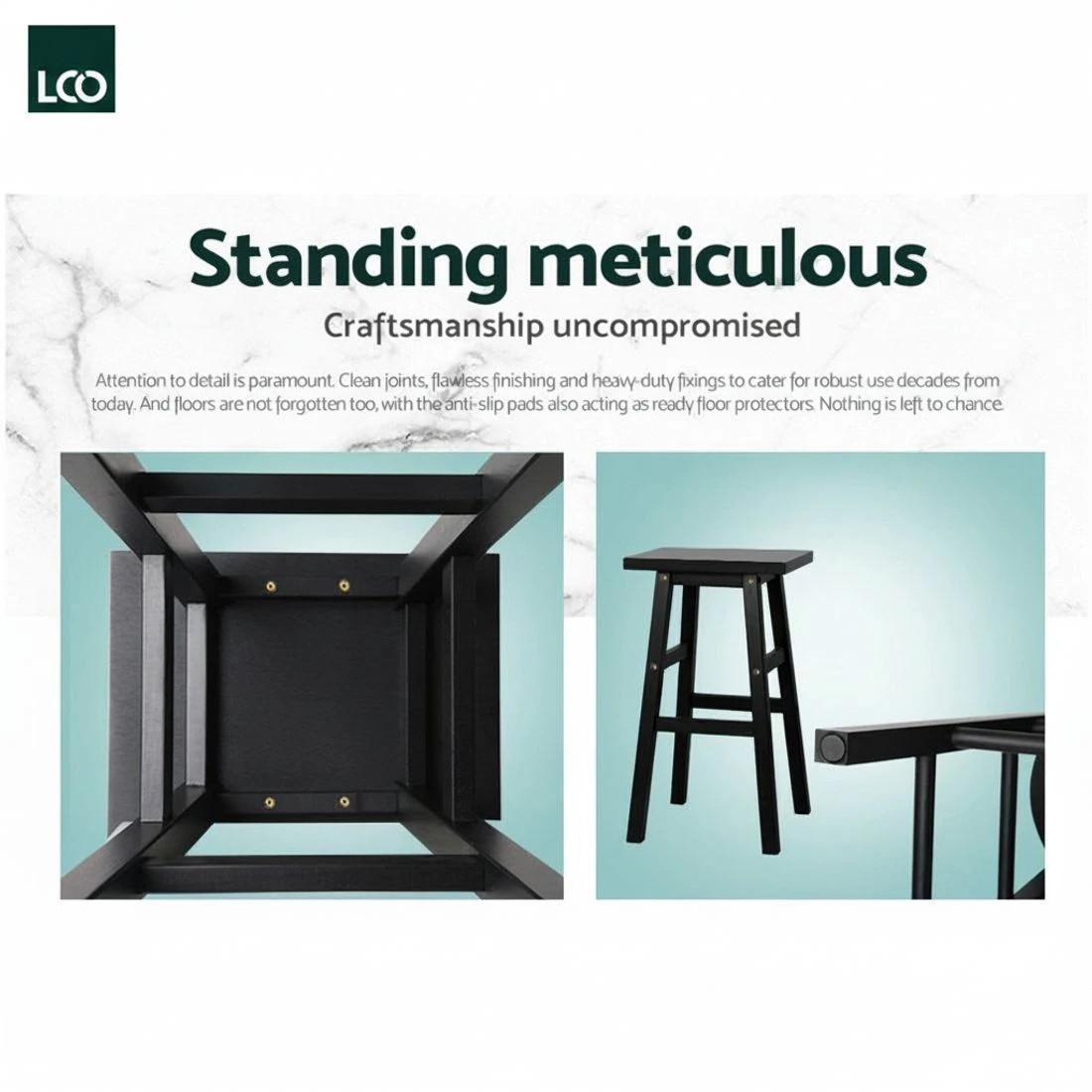 7 Artiss 2x Bar Stools Kitchen Chairs Wooden - Black, 7 of 8