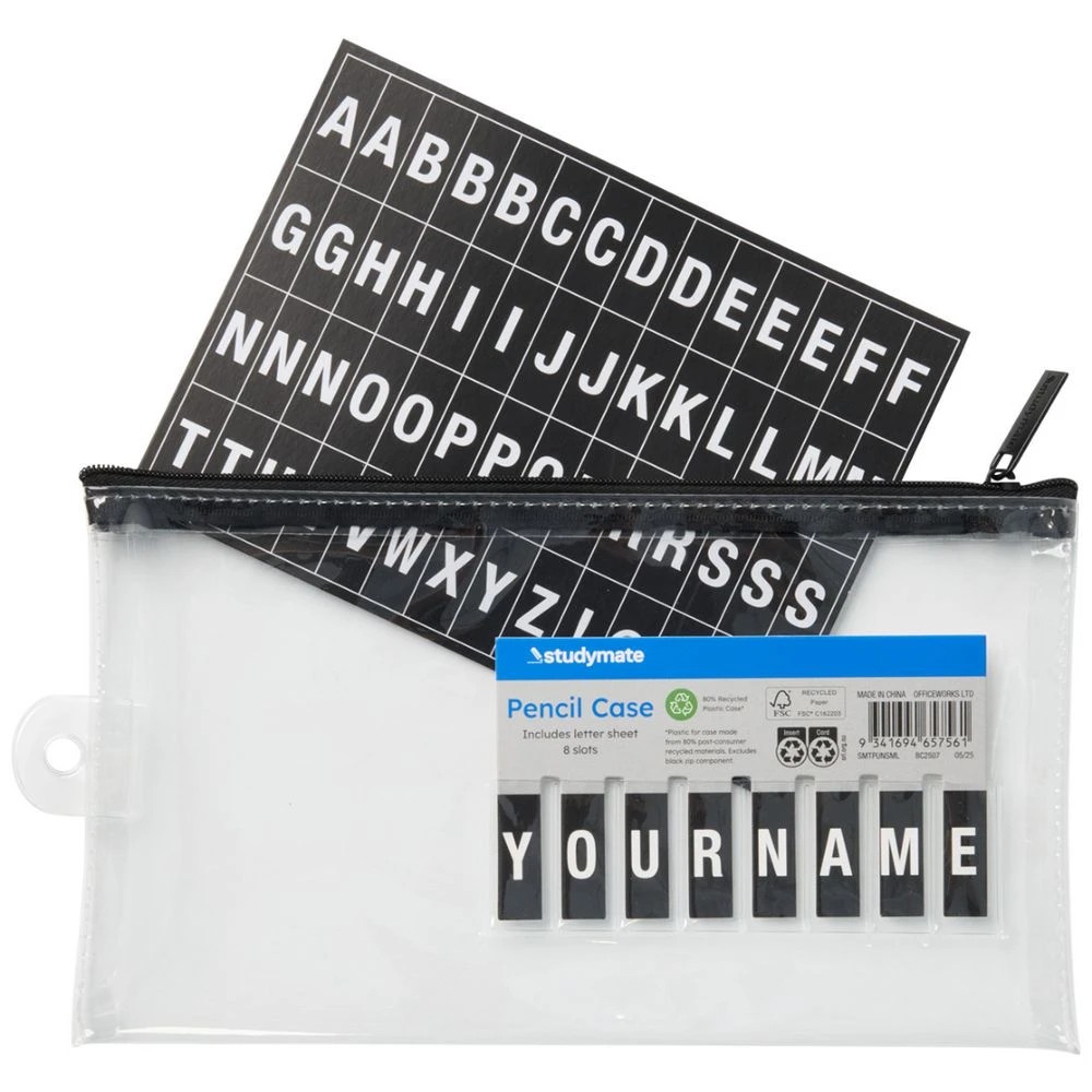 3 Studymate TPU Name Pencil Case Small Clear, 3 of 5