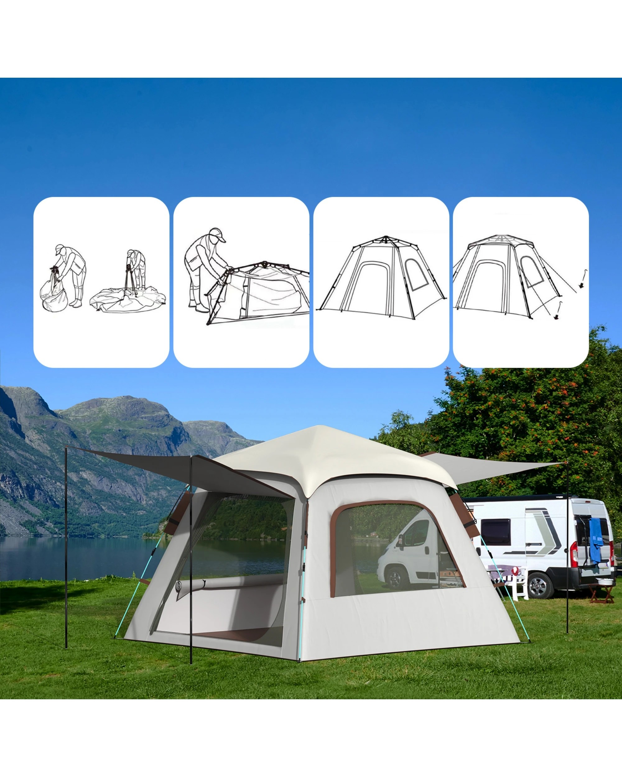 7 Advwin Pop-Up Camping Tent 4-5 Person Portable Outdoor, 7 of 8