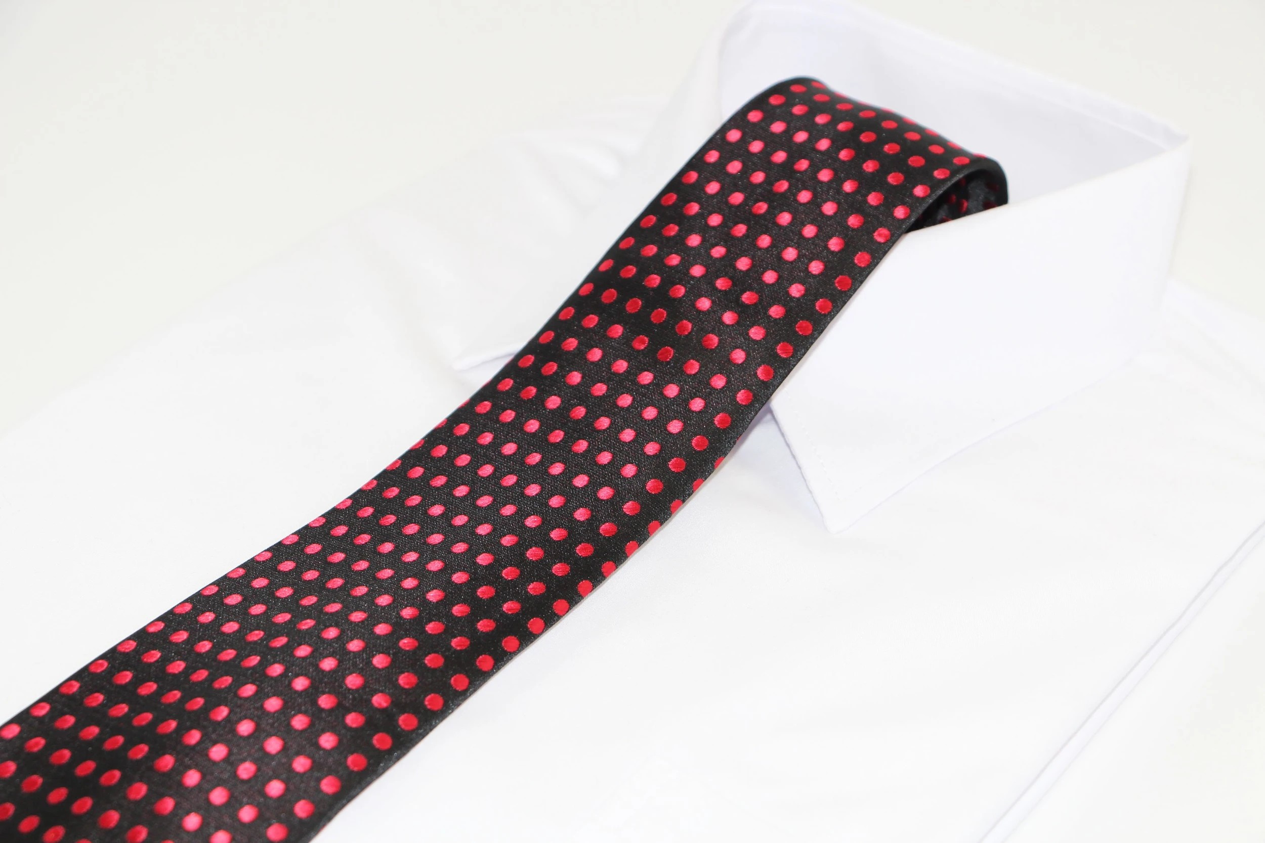 3 Zasel Mens Black & Red Mini Polka Dot Patterned 8cm Neck Tie - Multi, 3 of 3