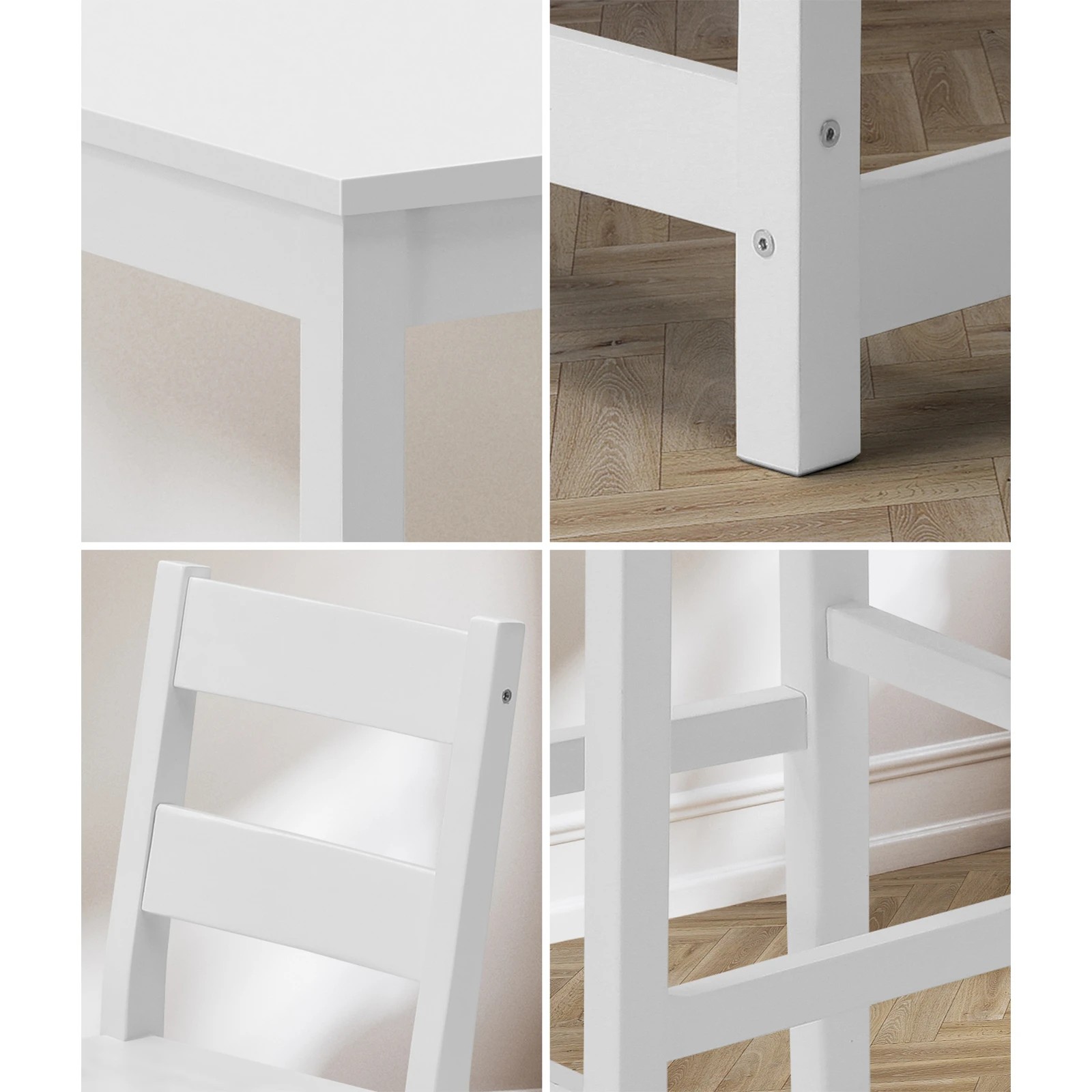 4 Oikiture 3pcs Bar Table Set 2 Stools Chairs Kitchen Dining Cafe Tables
 - White, 4 of 10