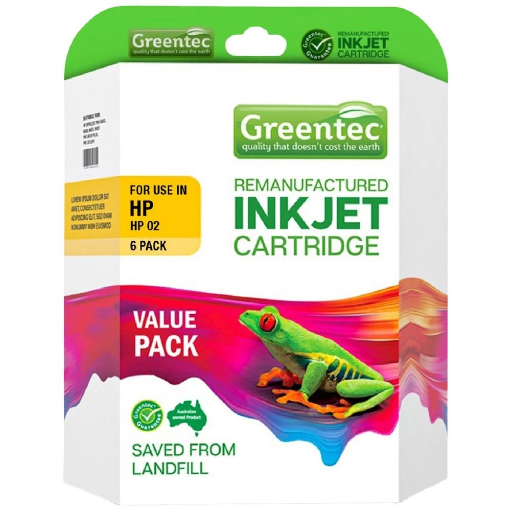 1 Greentec HP 02 Black and Colour 6 Ink Value Pack, 1 of 1