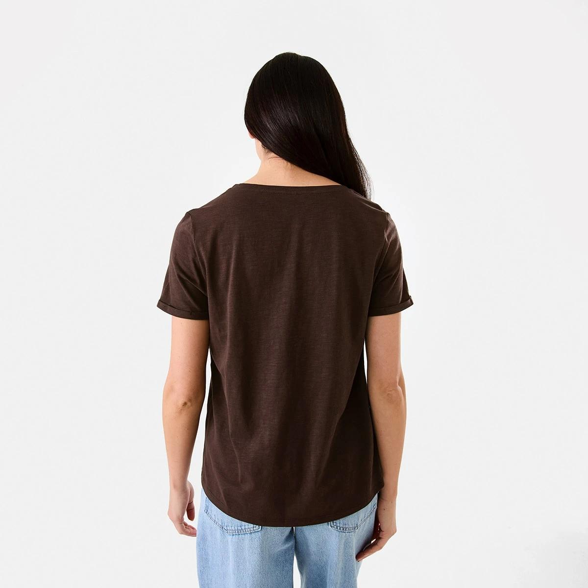 3 Short Sleeve Slub V-neck T-shirt Melt Brown, 3 of 5