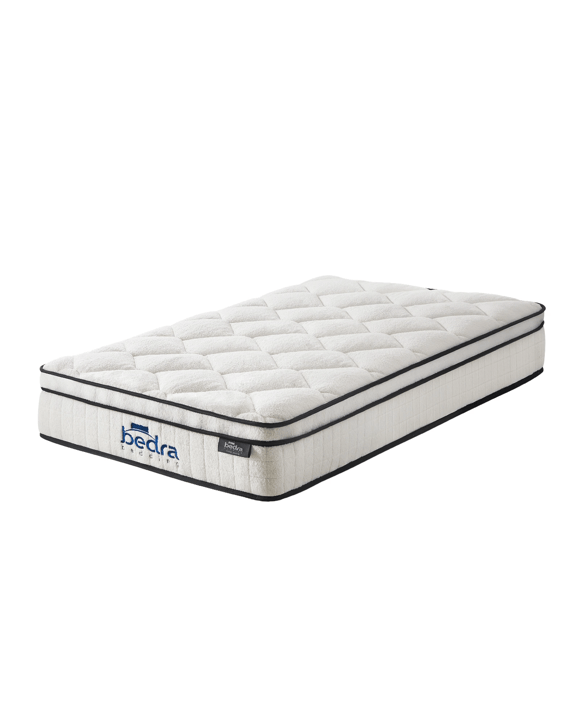 Bedra Bedding Mattress Luxury Boucle Fabric Euro Top Pocket Spring Bed 22cm King Single
 - White