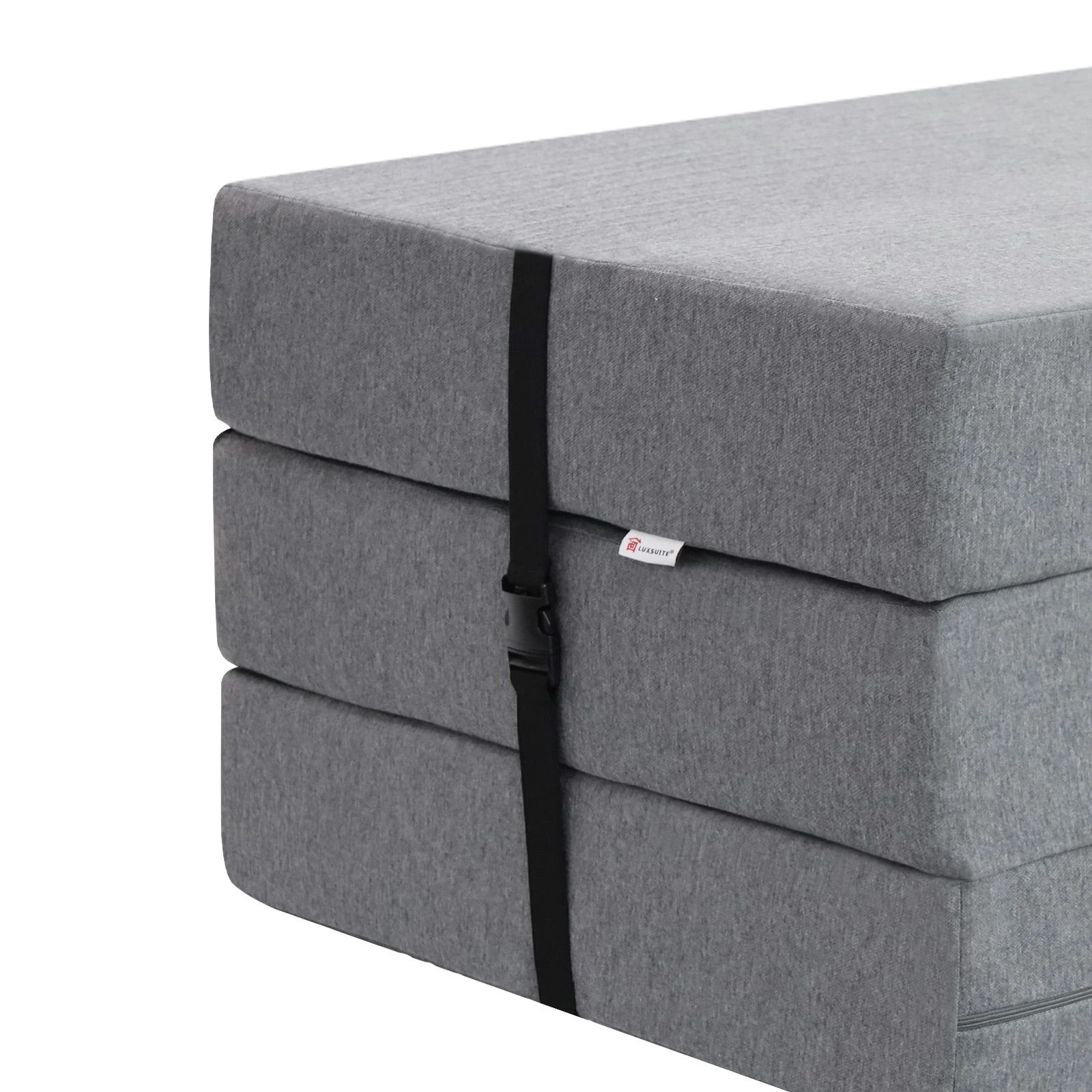 5 Luxsuite Portable Tri-Fold Single Memory Foam Mattress Guest Bed with Washable Cover, 190x90x15cm, 5 of 6