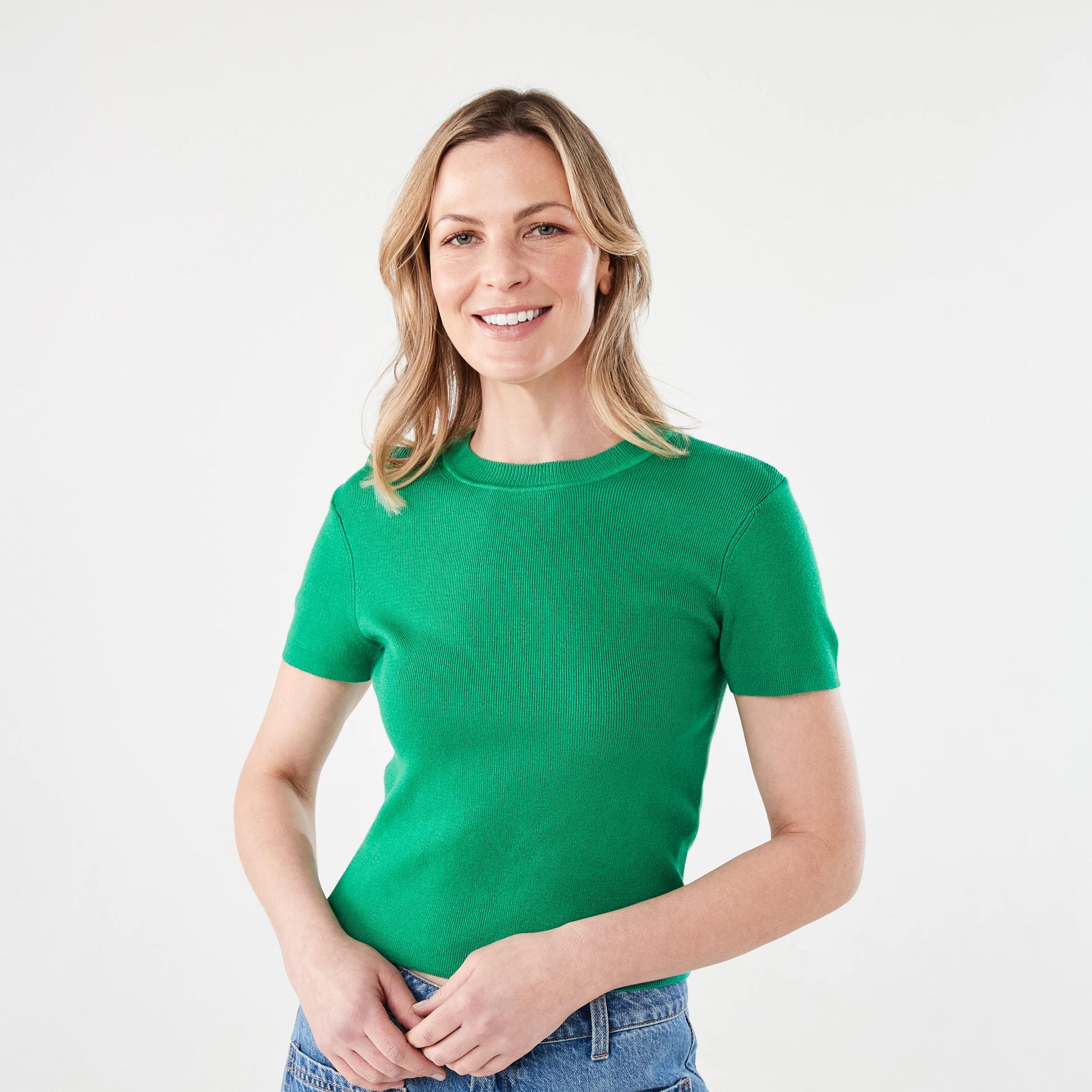 1 Short Sleeve True Knit Fitted T-shirt SIMPLY GREEN, 1 of 5