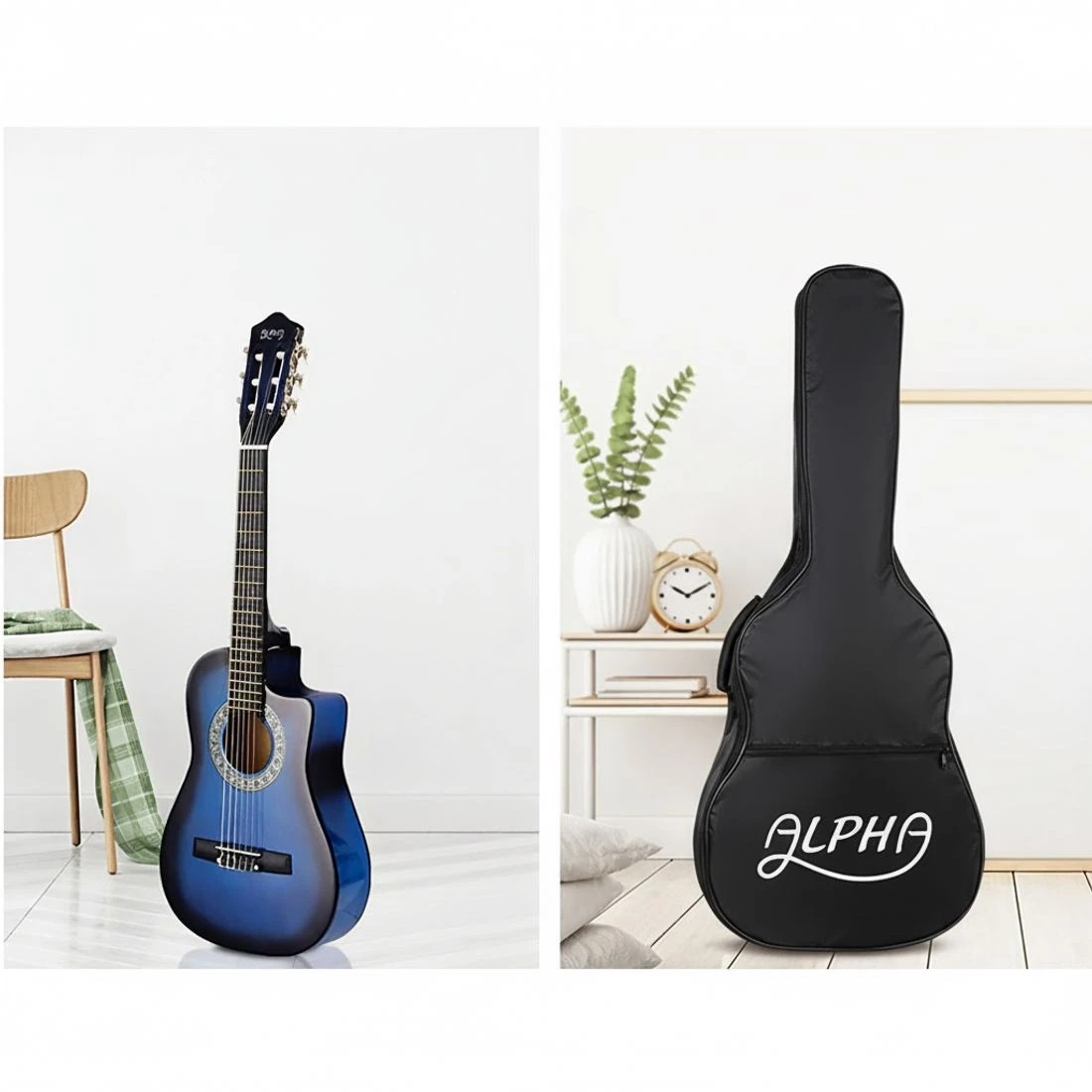 4 Alpha 34 Inch Classical Guitar Wooden Body Nylon String w/ Stand Beignner - Multi, 4 of 7