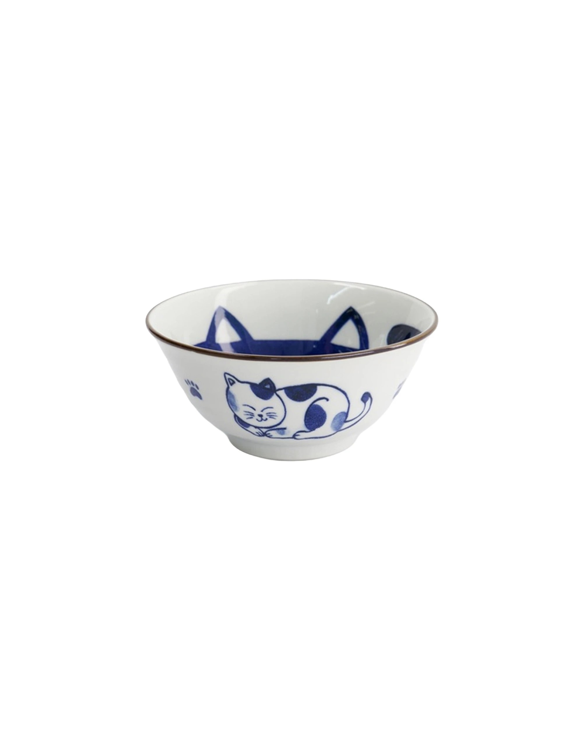 1 Tokyo Design Kawaii Cat Neko Tayo Bowl 15x6.5cm Porcelain - Blue, 1 of 3