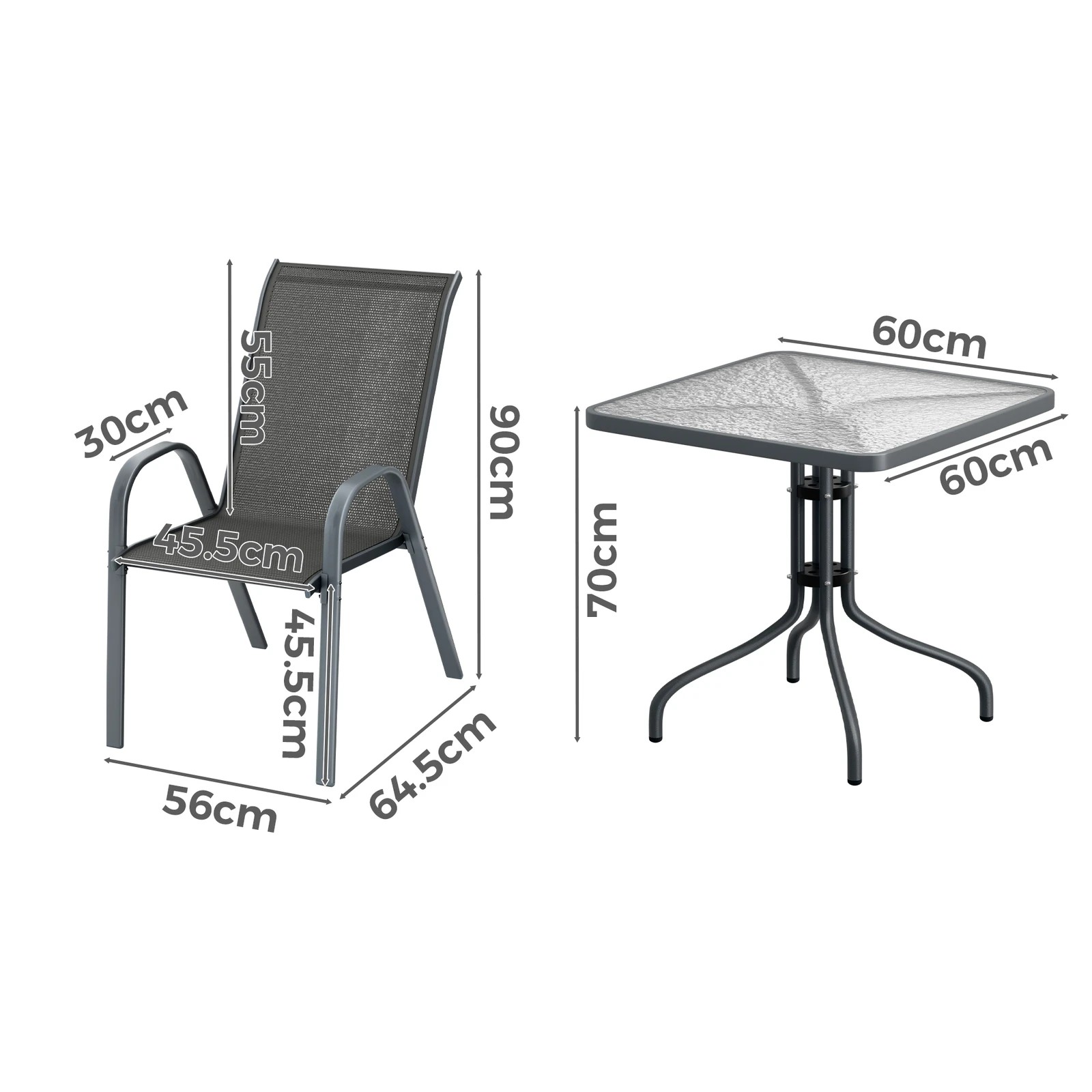 5 Alfordson 5PCS Outdoor Furniture Patio Table and Chairs Set Garden Square - Grey, 5 of 10