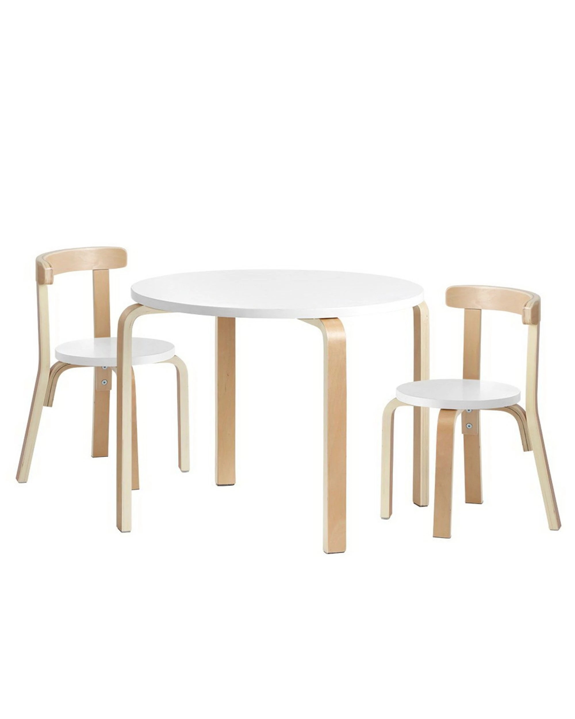 1 Keezi 3pcs Kids Table And Chairs Set Activity Toy Play Desk Sturdy Easy Clean Playroom Study Craft Dining Set - White, 1 of 6