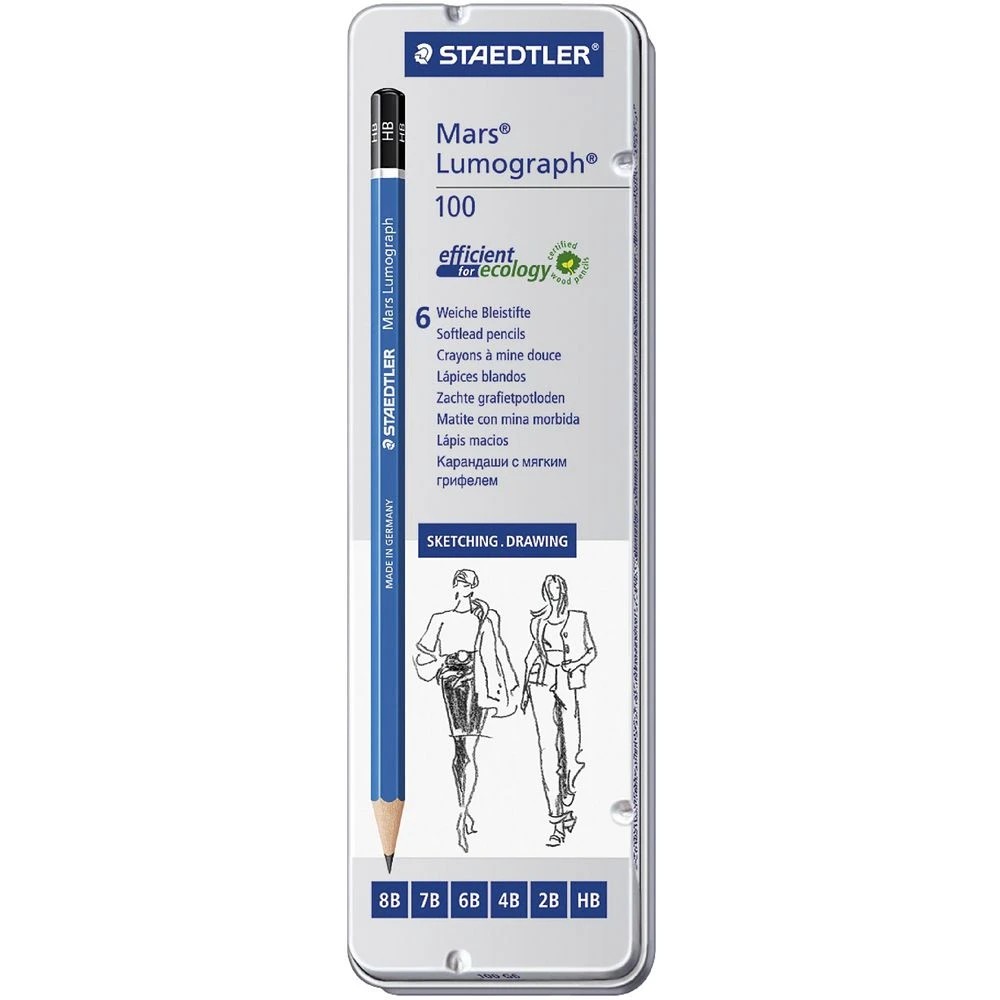 2 Staedtler Mars Lumograph 100 Sketching Pencils 6 Pack, 2 of 7