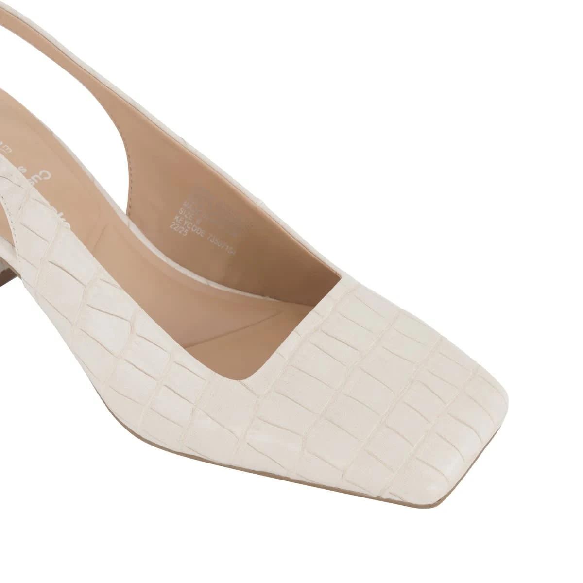 5 Slingback Square Toe Heels CROC IVORY, 5 of 5