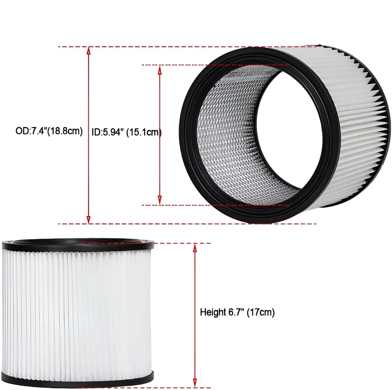 3 Hygieia HEPA Cartridge Filter For Shop-Vac Wet & Dry Vacuum Cleaners 20L & Above - White, 3 of 4