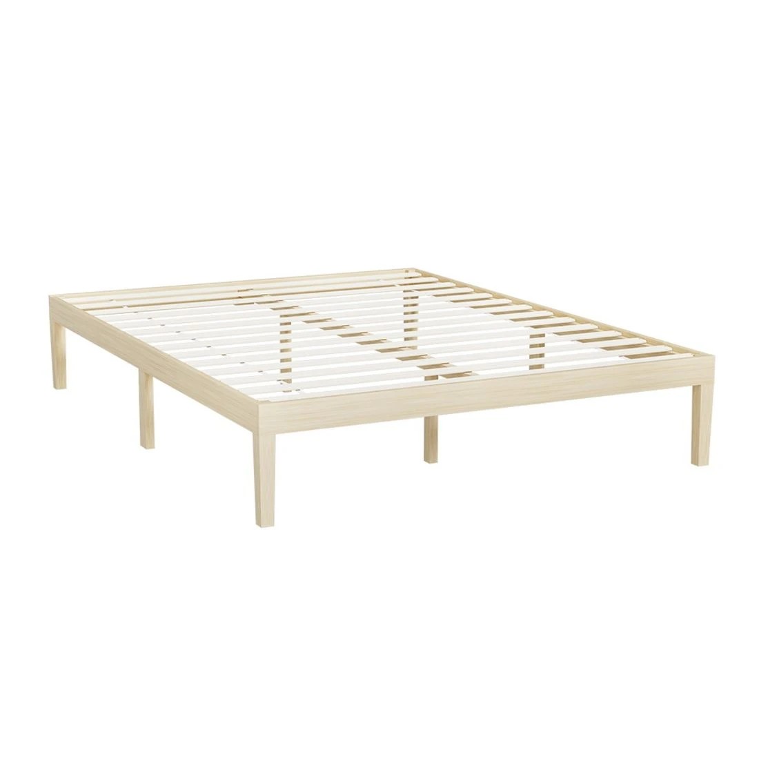 1 Artiss Bed Frame Queen Size Wooden Bed Base BRUNO - Natural, 1 of 7